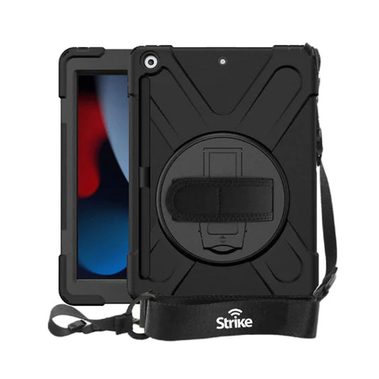 Apple iPad 10.2" (7th Gen, 8th Gen, 9th Gen) Rugged Case with Hand Strap and Lanyard