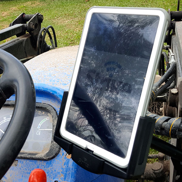 Mount-forTablets-attached-to-a-tractor-by-Strike-Alpha