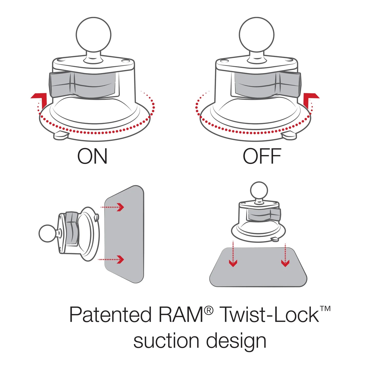 RAM Twist-Lock™ Suction Cup Mount with Universal RAM® X-Grip® Cell/iPhone Cradle (RAM-B-166-UN7U)