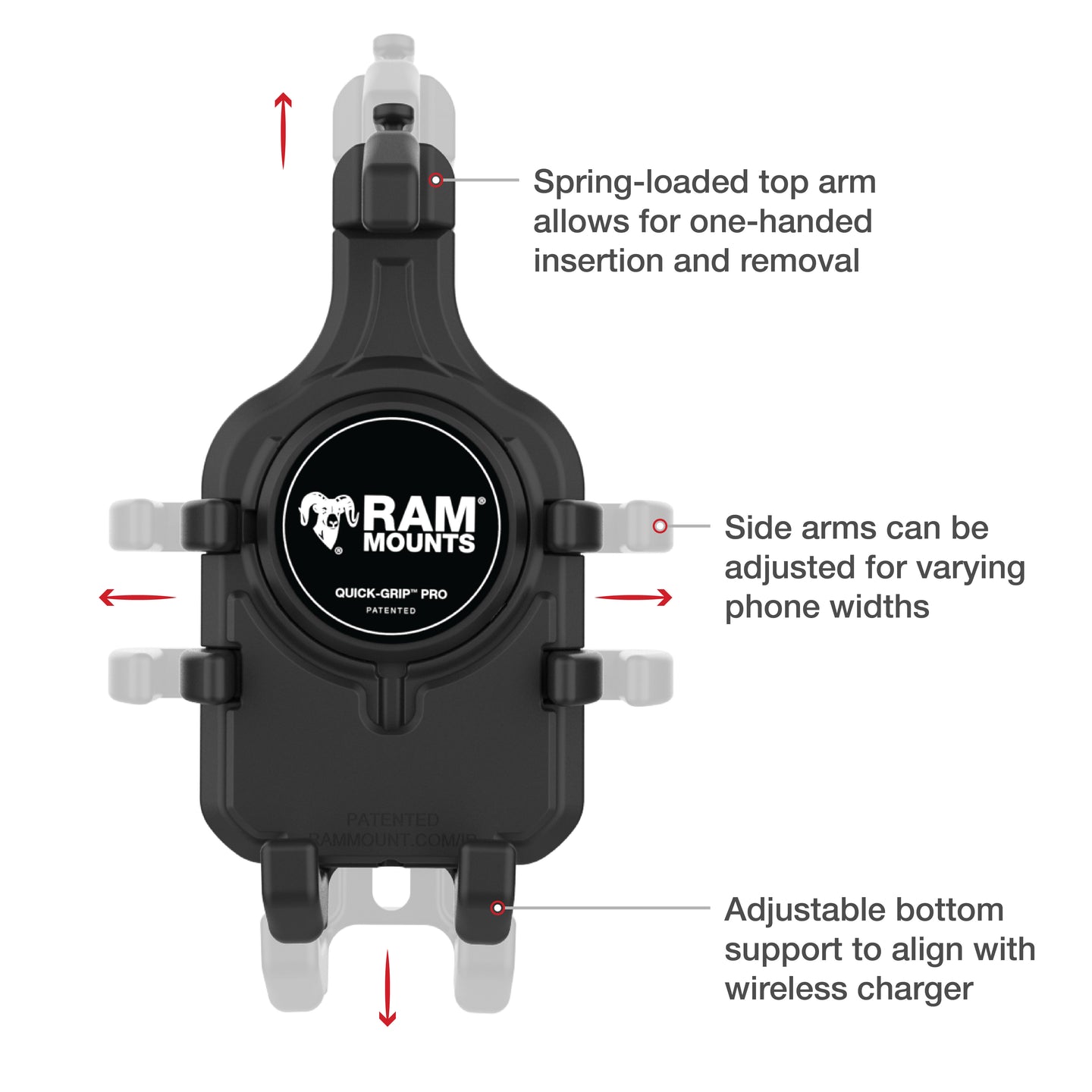 RAM® Quick-Grip™ Pro Phone Mount with Twist-Lock™ Suction Cup - Medium (RAM-B-166-PD5U)
