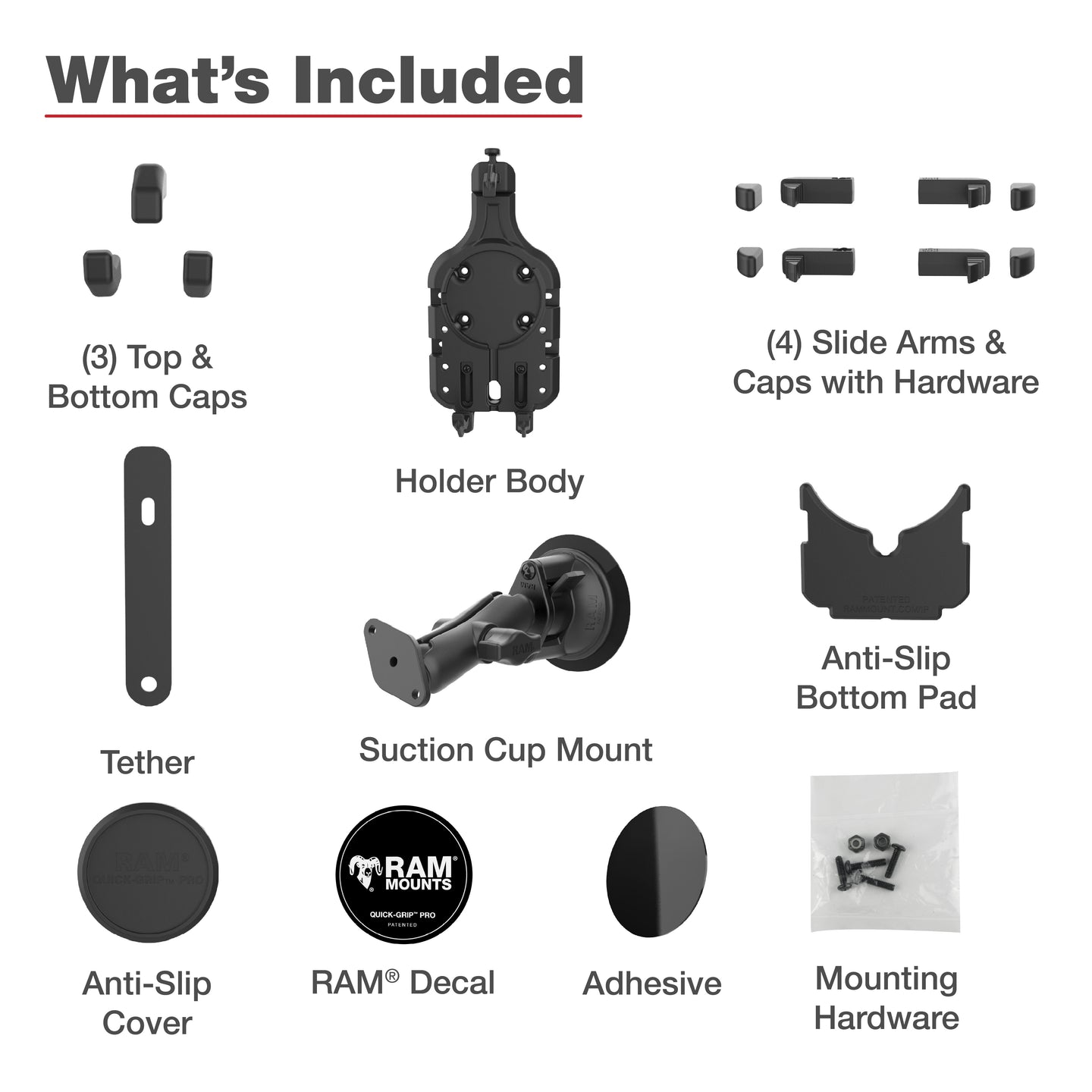 RAM® Quick-Grip™ Pro Phone Mount with Twist-Lock™ Suction Cup - Medium (RAM-B-166-PD5U)