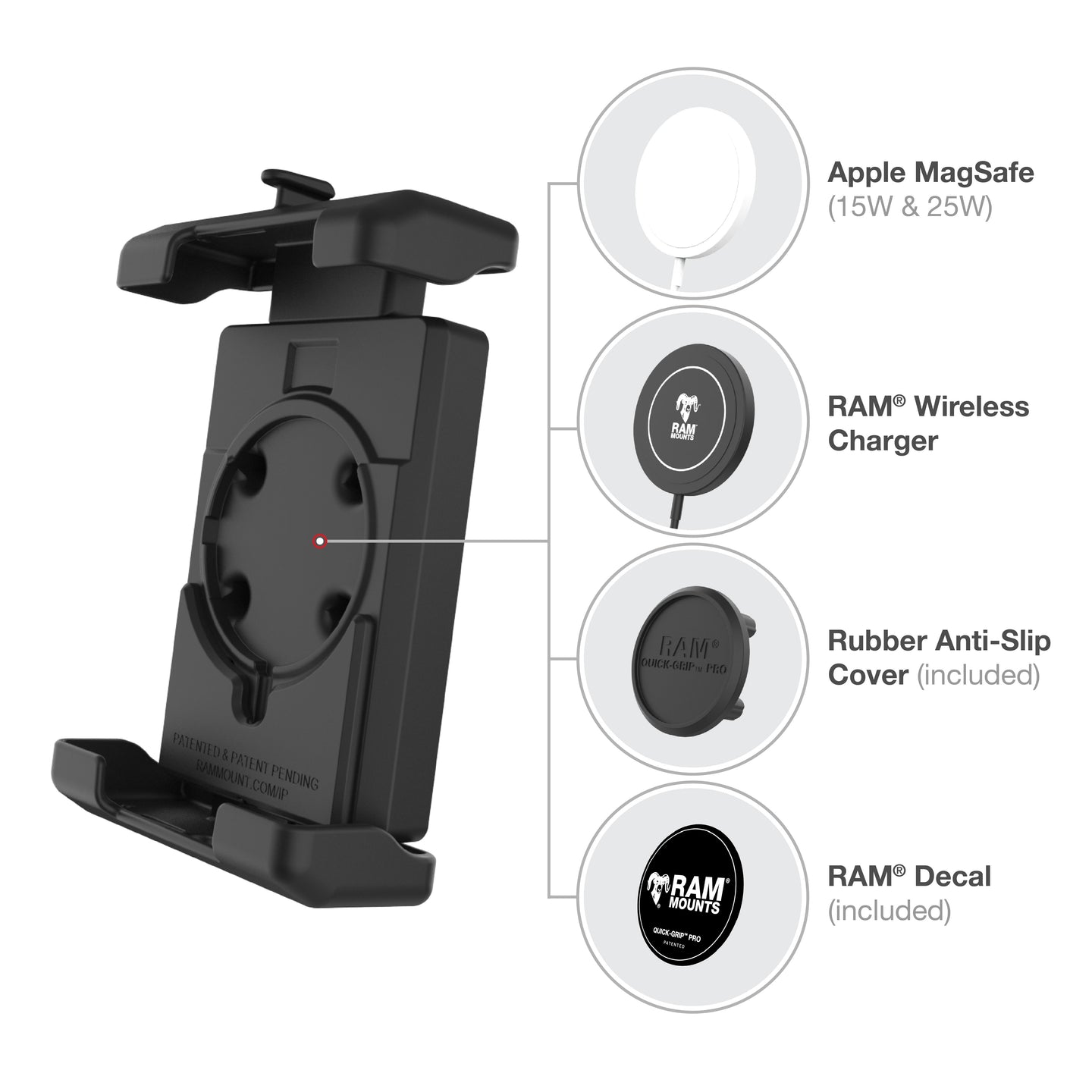 RAM® Quick-Grip™ Pro XL Phone Mount with Twist-Lock™ Suction Cup (RAM-B-166-PD7U)