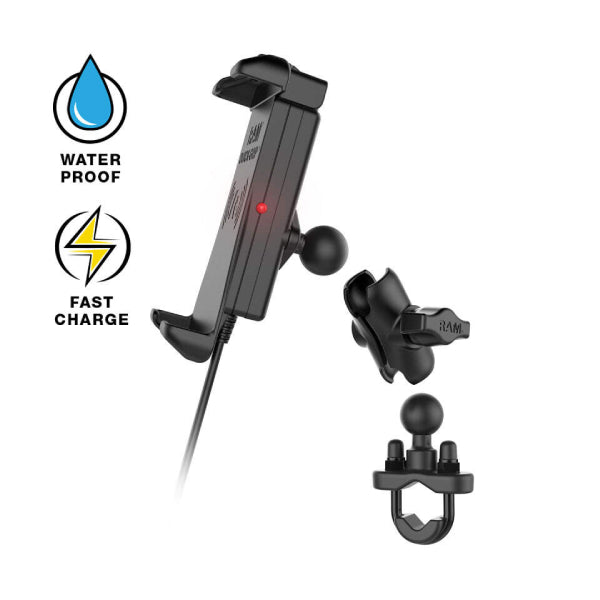 RAM® Quick-Grip™ Waterproof Wireless Charging Handlebar Mount (RAM-B-149Z-A-UN14W-V7M)