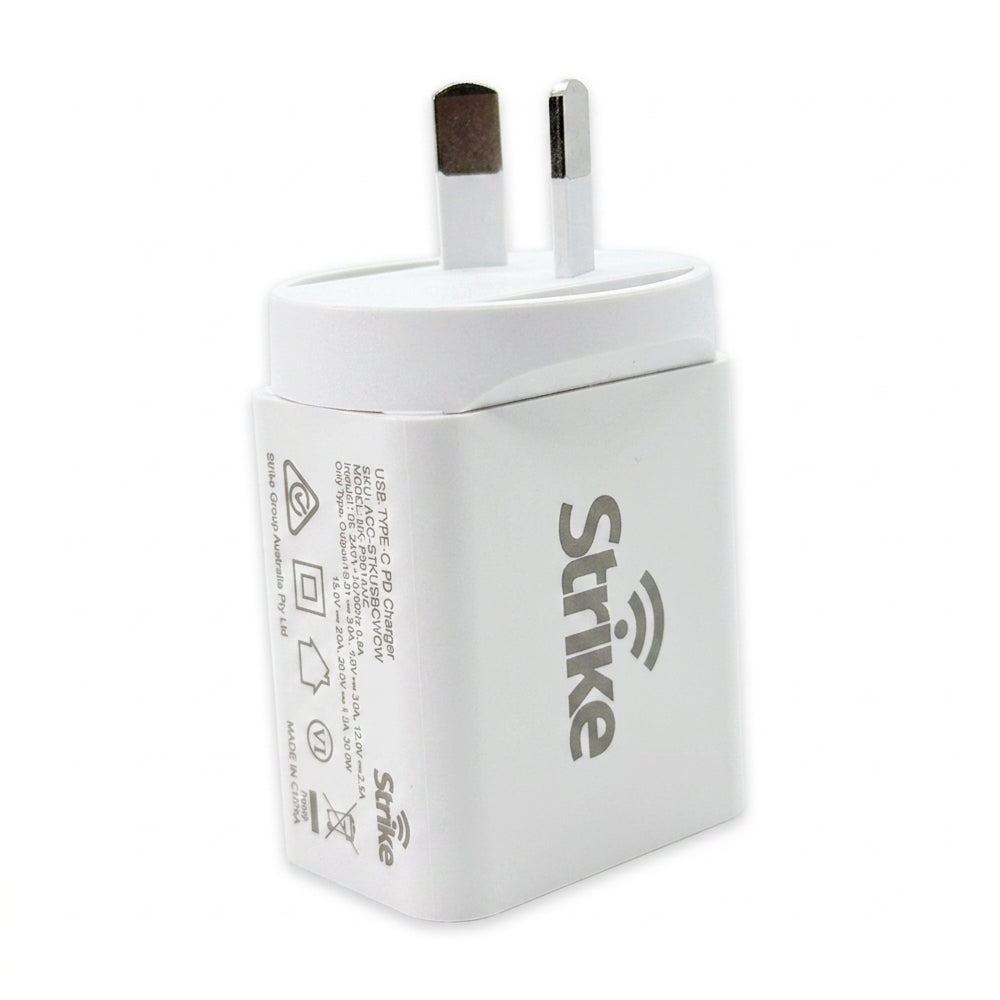 Strike 30W USB-C PD Fast Wall Charger (White)