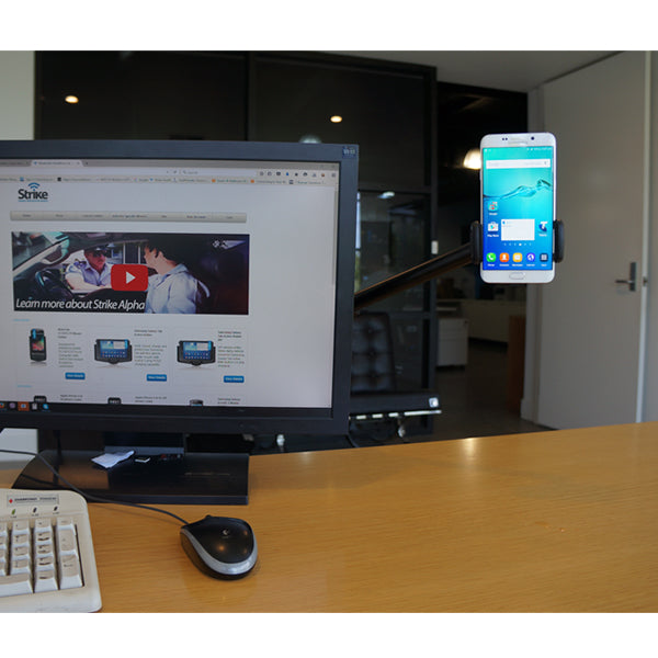 Phone-mounted-using-clamp-mount-by-Strike-Alpha