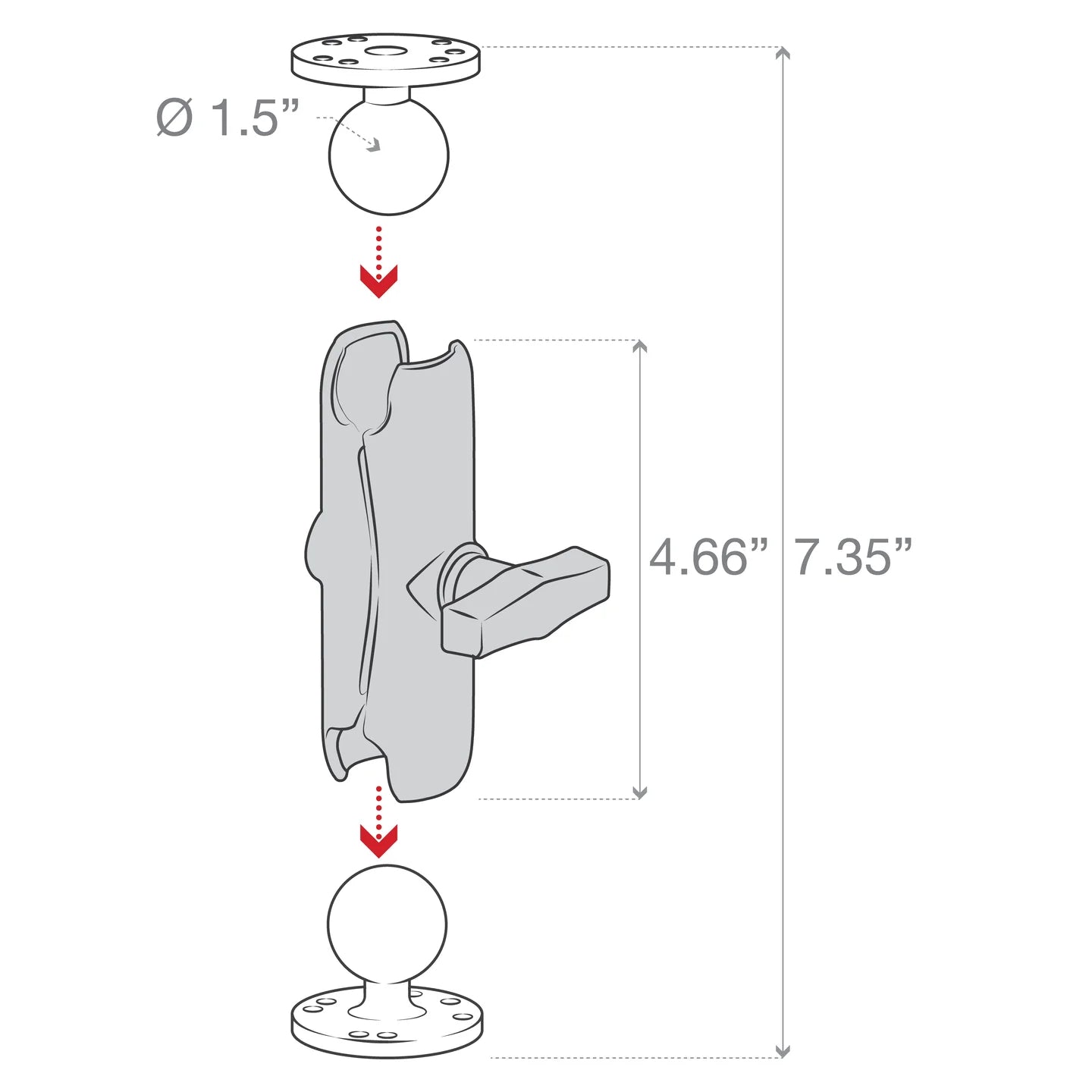 RAM Universal C Size 1.5" Ball Mount (RAM-101U)