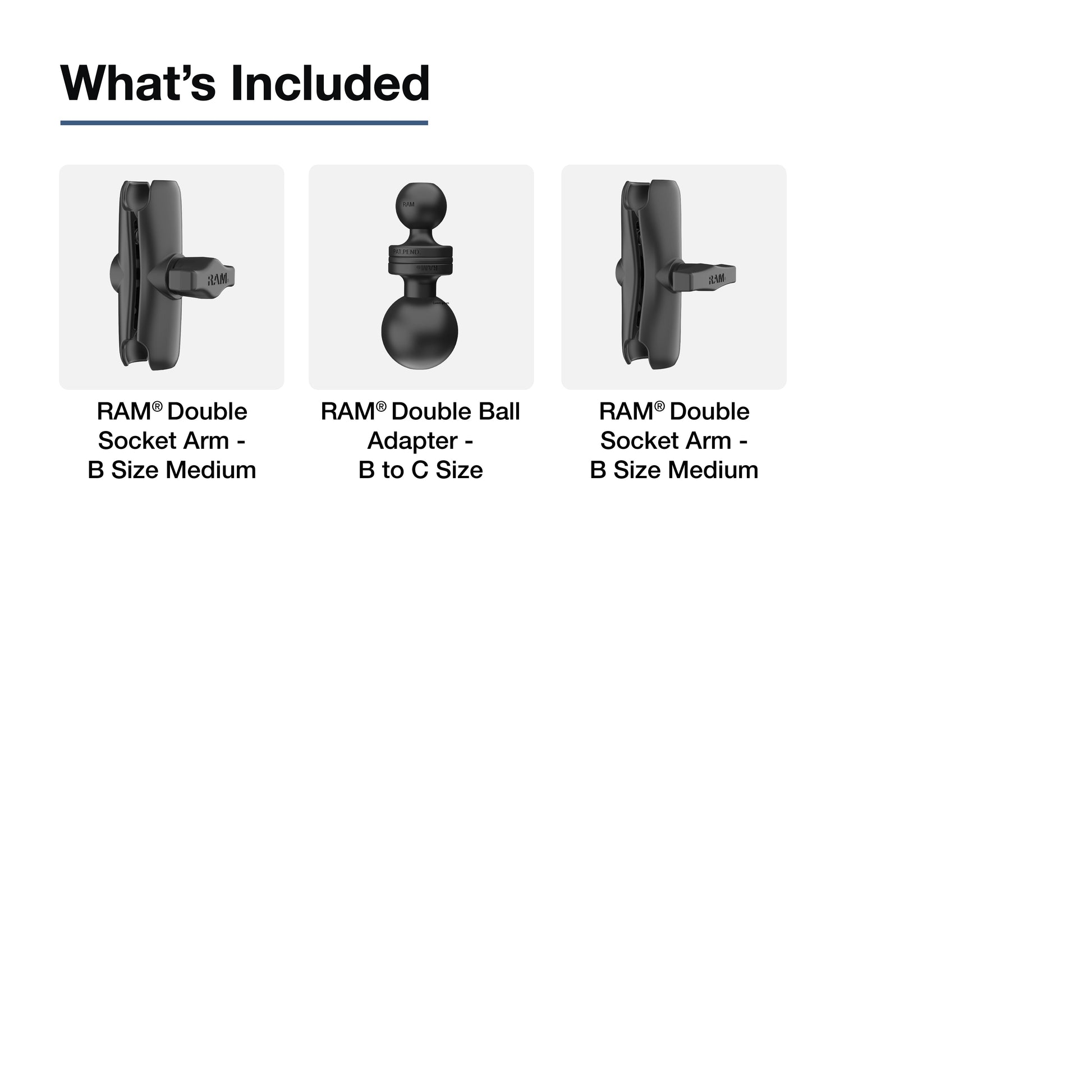 RAM® 11" Long C Size to B Size Double Socket Arm Extension (RAM-201-BC-201U)