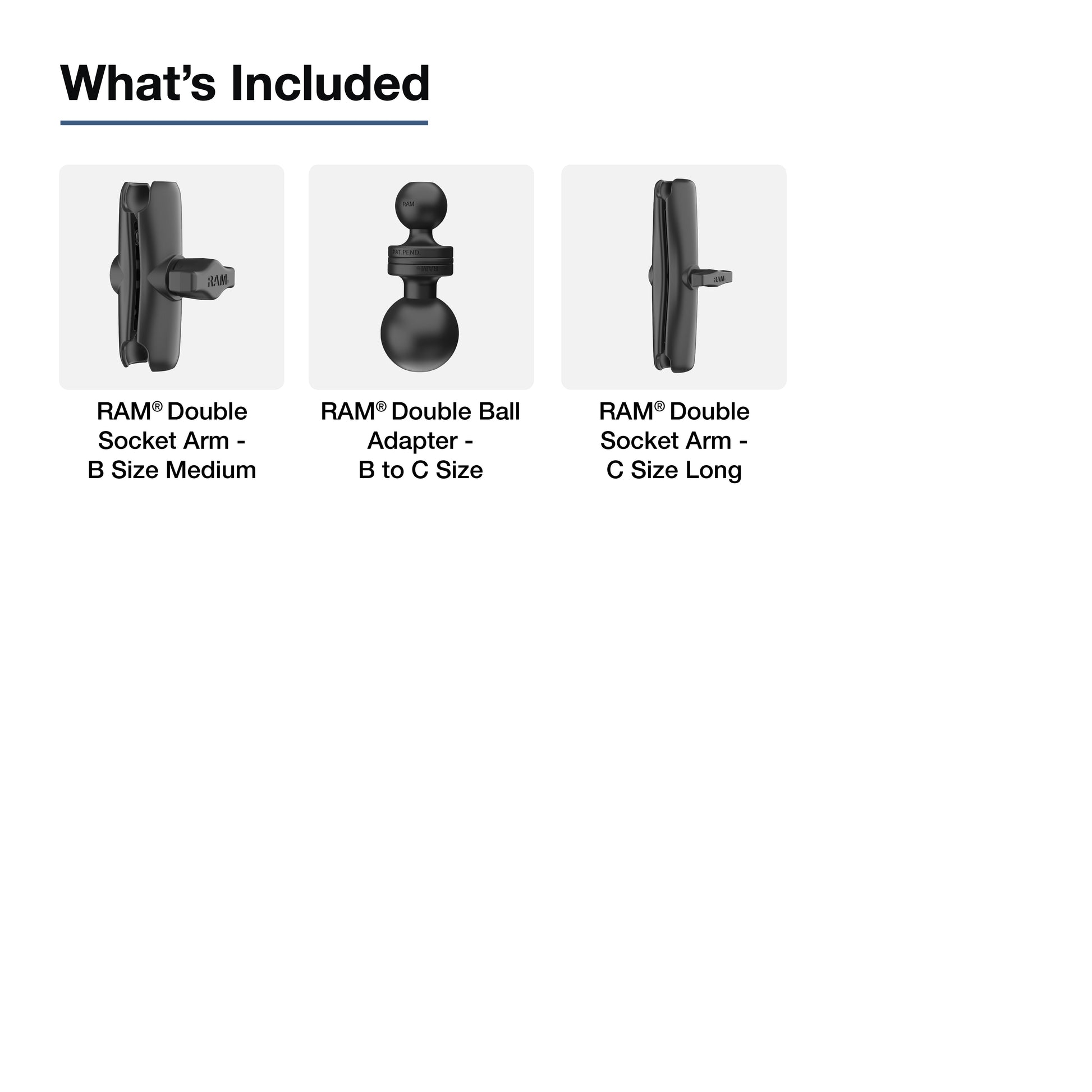RAM® 14.5" Long C Size to B Size Double Socket Arm Extension (RAM-201-D-BC-201U)