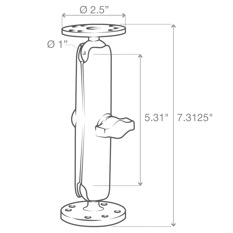 RAM B Size 1" Ball Long Socket Arm (RAM-B-101U-C)