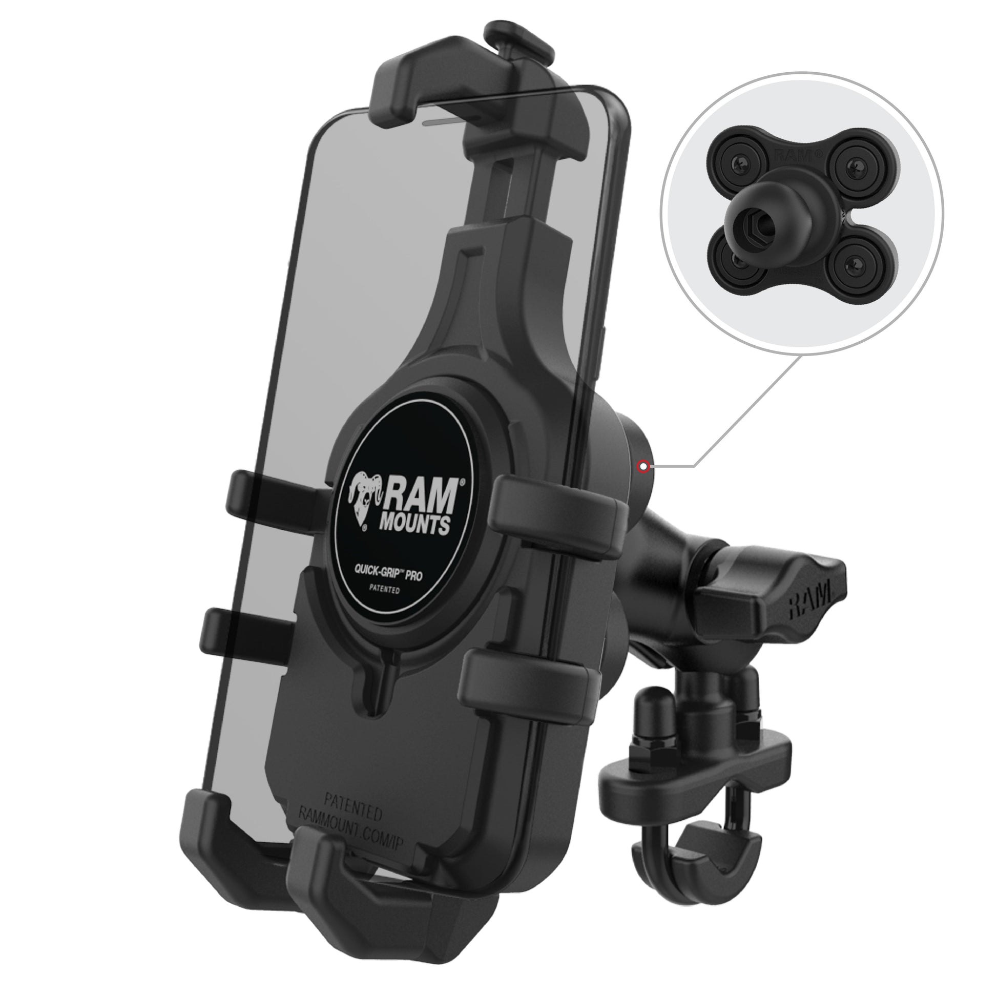 RAM® Quick-Grip™ Pro Vibration Damping Phone Mount with U-Bolt Base (RAM-B-149Z-A-PD5VU)