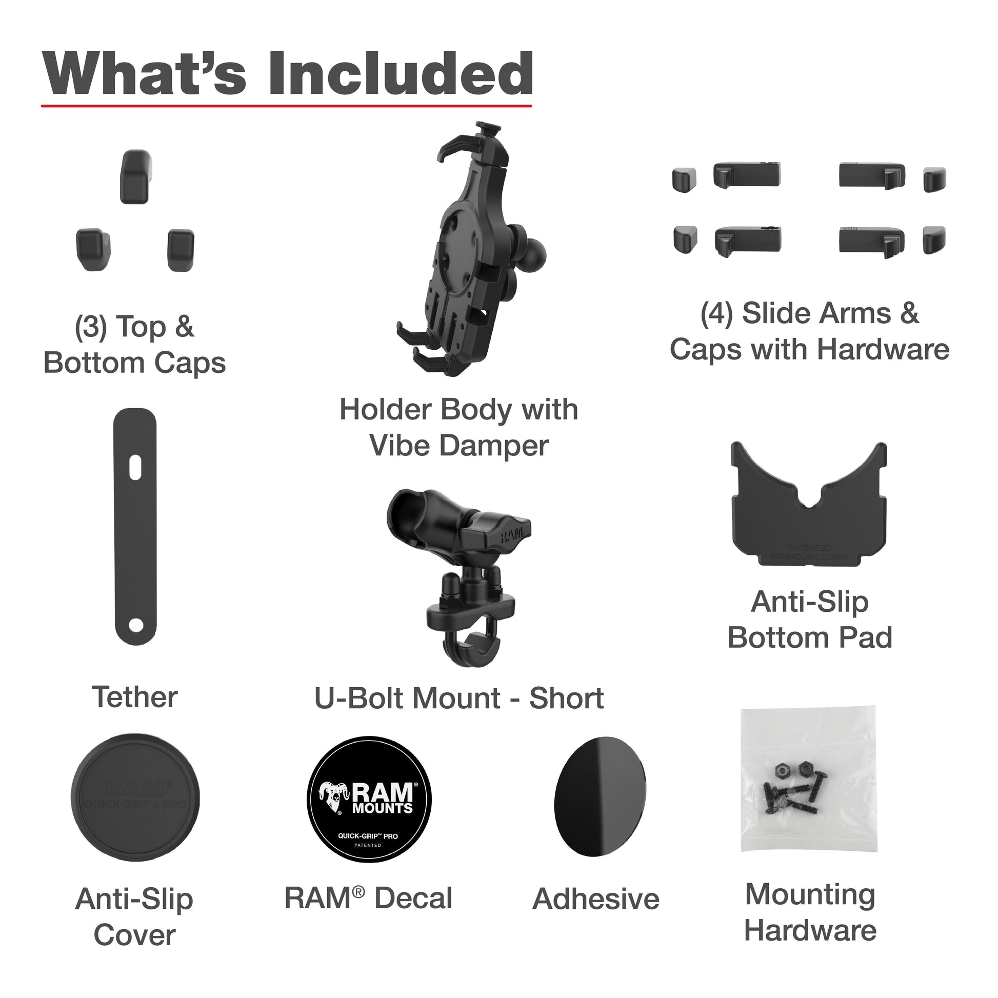 RAM® Quick-Grip™ Pro Vibration Damping Phone Mount with U-Bolt Base (RAM-B-149Z-A-PD5VU)