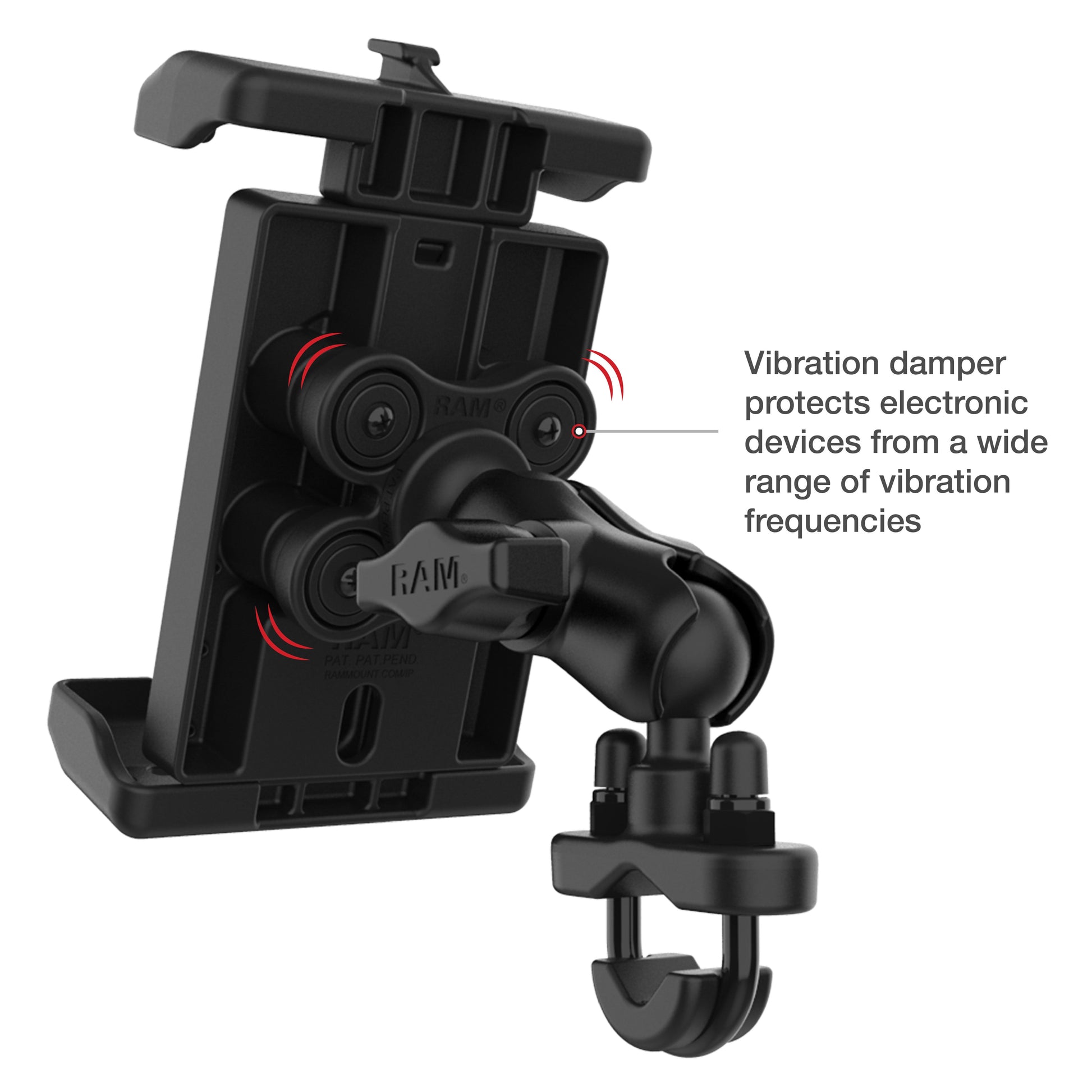 RAM® Quick-Grip™ Pro XL Vibration Damping Phone Mount & Qi2 15W Charger (RAM-B-149Z-A-PD7V-W2MU)