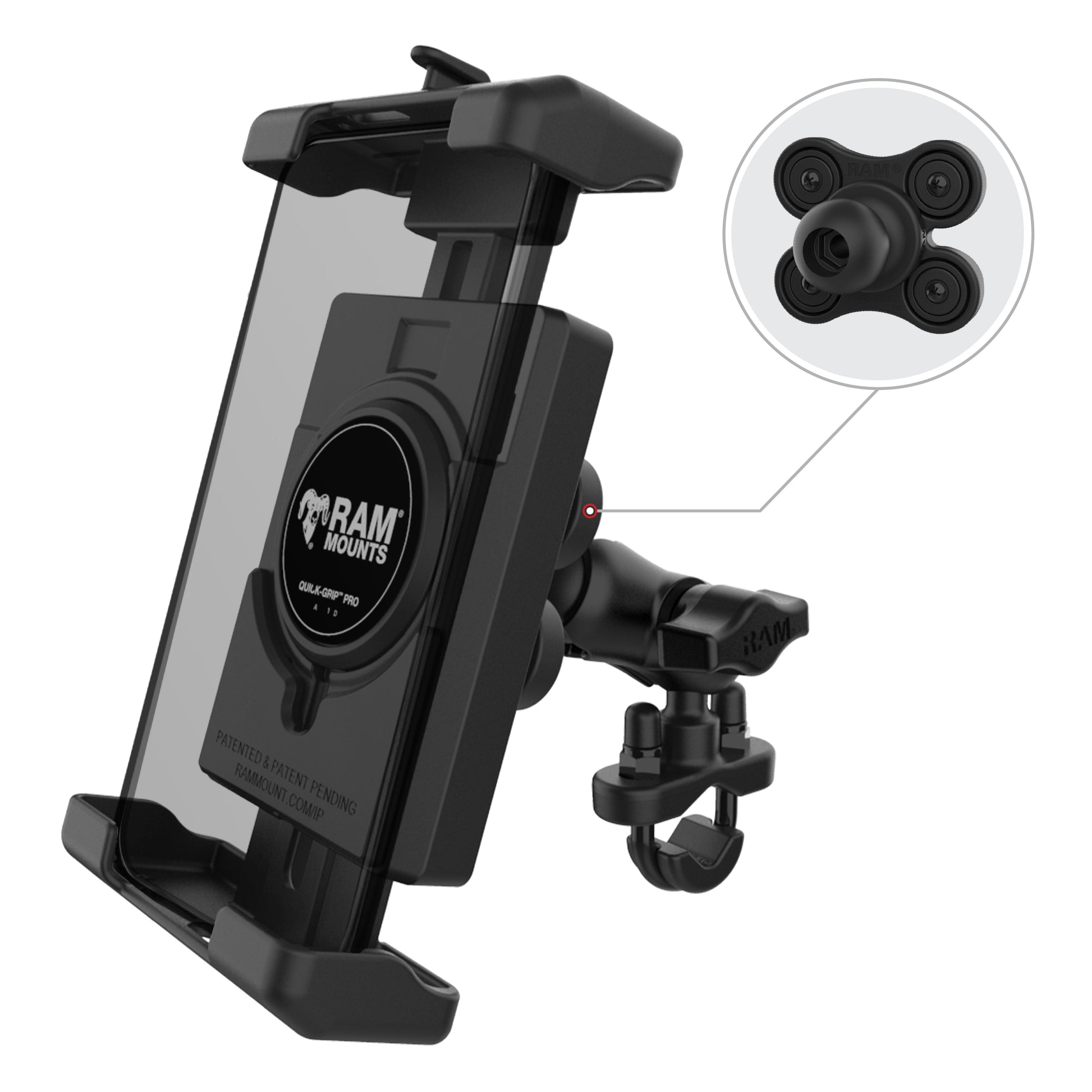 RAM® Quick-Grip™ Pro XL Vibration Damping Phone Mount with U-Bolt Base (RAM-B-149Z-A-PD7VU)