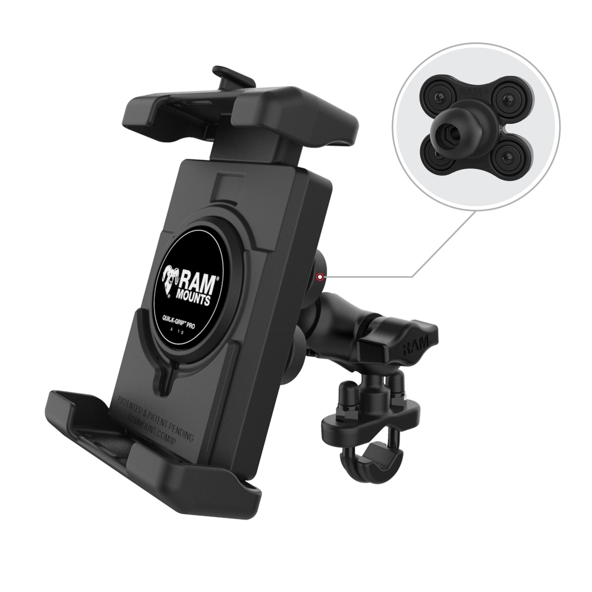 RAM® Quick-Grip™ Pro XL Vibration Damping Phone Mount with U-Bolt Base (RAM-B-149Z-A-PD7VU)