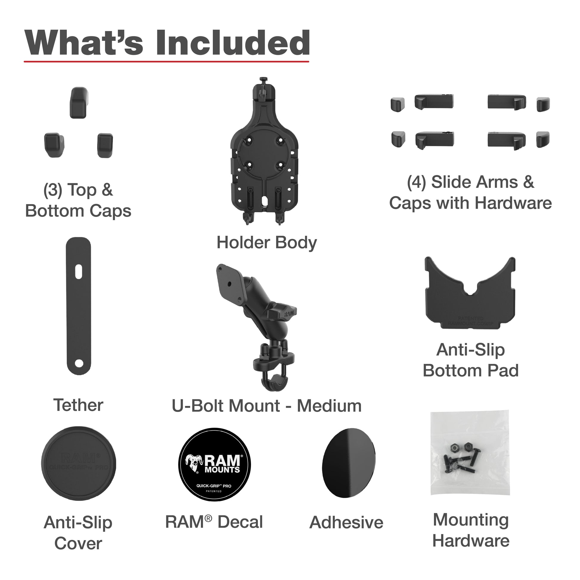 RAM® Quick-Grip™ Pro Phone Mount with Handlebar U-Bolt Base - Medium (RAM-B-149Z-PD5U)