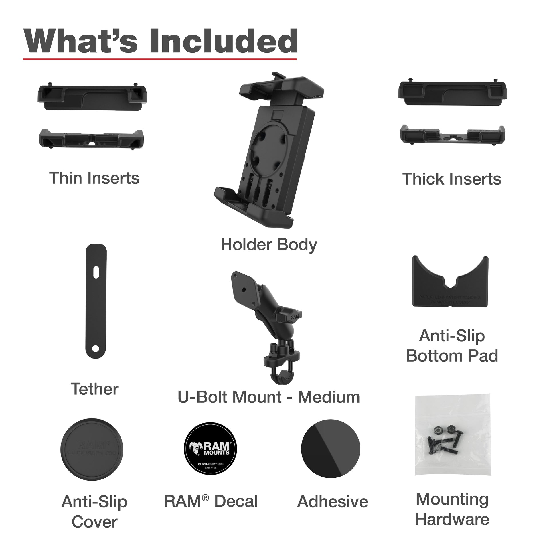 RAM® Quick-Grip™ Pro XL Phone Mount with Handlebar U-Bolt Base - Medium (RAM-B-149Z-PD7U)