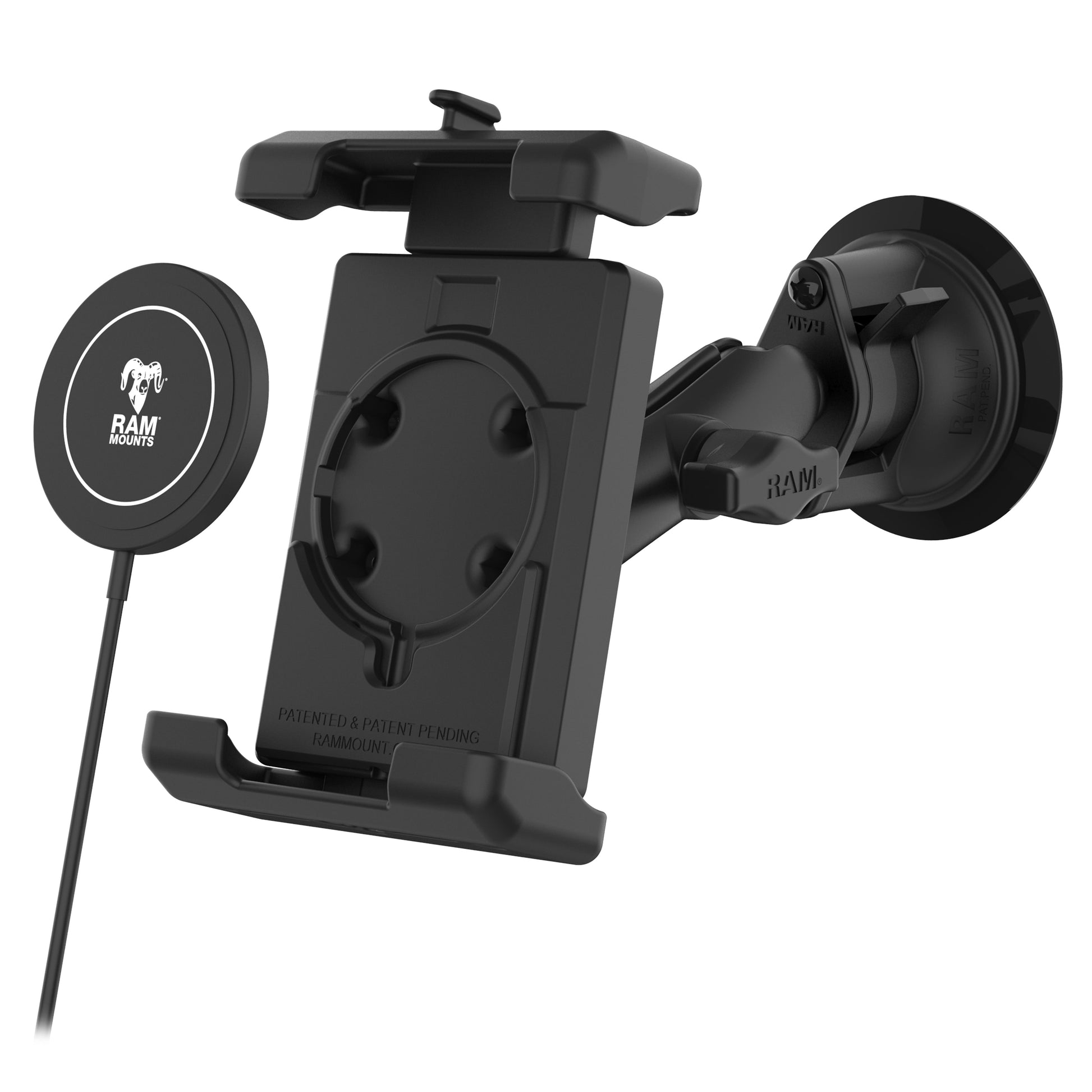 RAM® Quick-Grip™ Pro XL Suction Cup Mount with Qi2 15W Wireless Charger (RAM-B-166-PD7-W2MU)