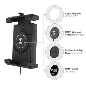 RAM® Quick-Grip™ Pro XL Suction Cup Mount with Qi2 15W Wireless Charger (RAM-B-166-PD7-W2MU)