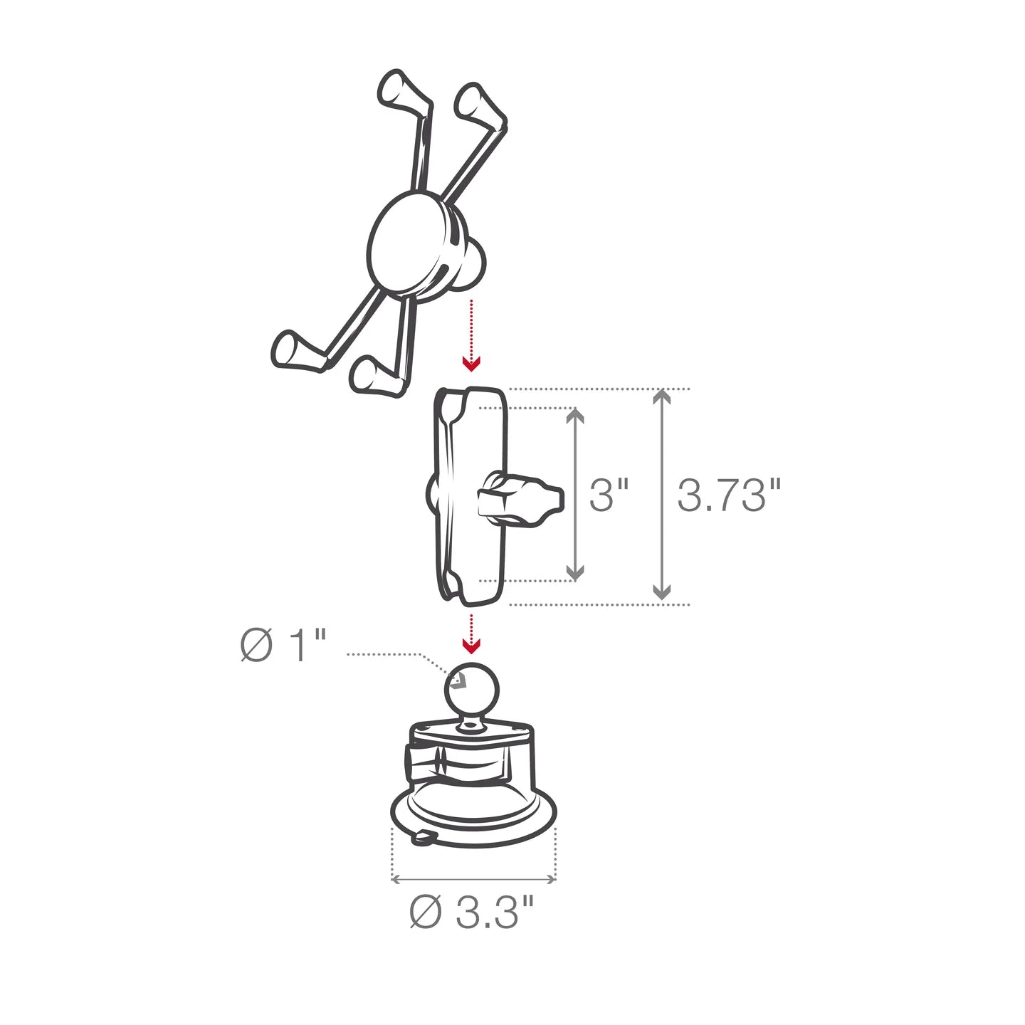 RAM Twist-Lock Suction Cup Mount with Universal X-Grip Phone/Phablet Cradle (RAM-B-166-UN10U)