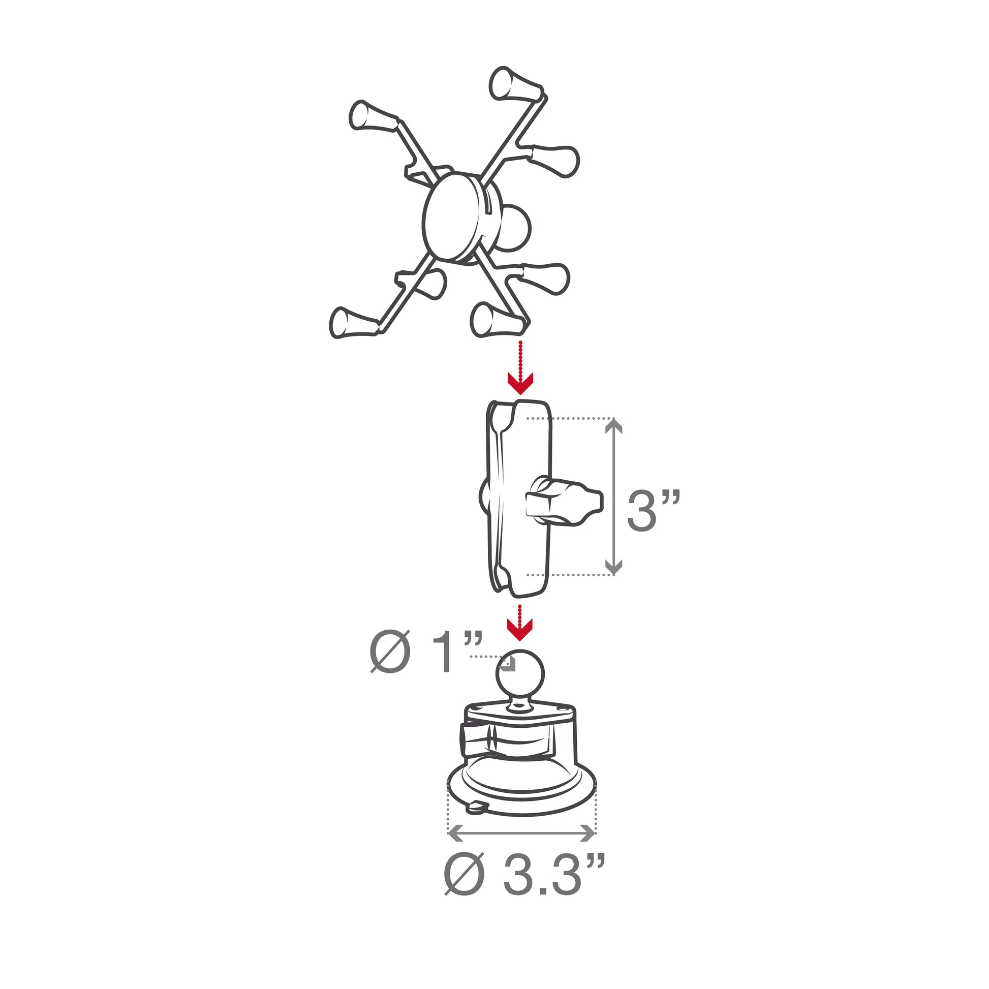 RAM® X-Grip® with RAM® Twist-Lock™ Suction Cup Mount for 7"-8" Tablets (RAM-B-166-UN8U)