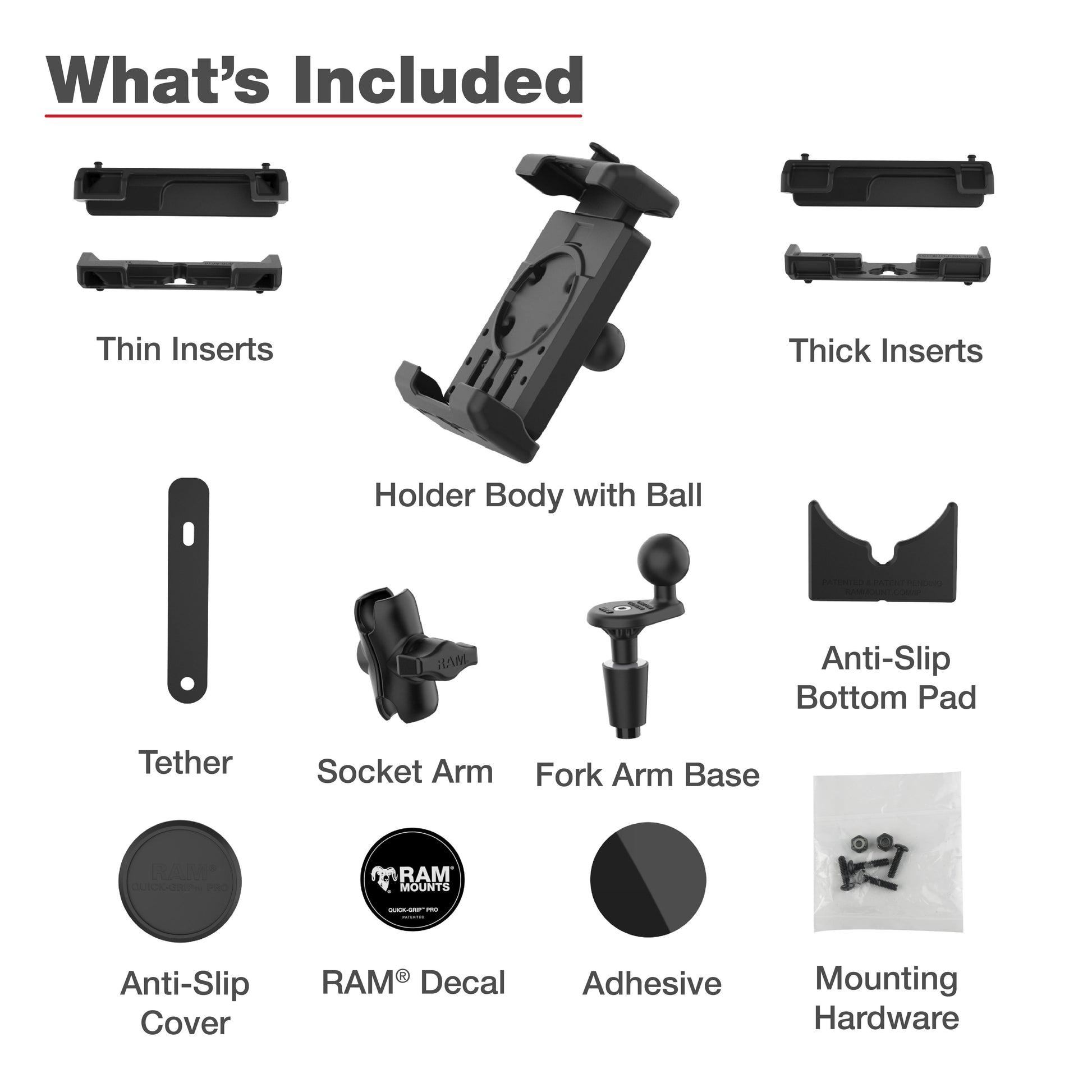 RAM® Quick-Grip™ Pro XL Phone Mount with Fork Stem Base - Short (RAM-B-176-A-PD7U)