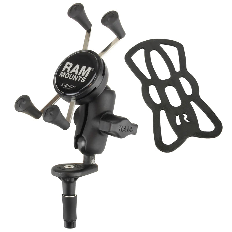 RAM Fork Stem Mount with Double Socket Arm & Universal RAM X-Grip Phone Cradle (RAM-B-176-A-UN7U)