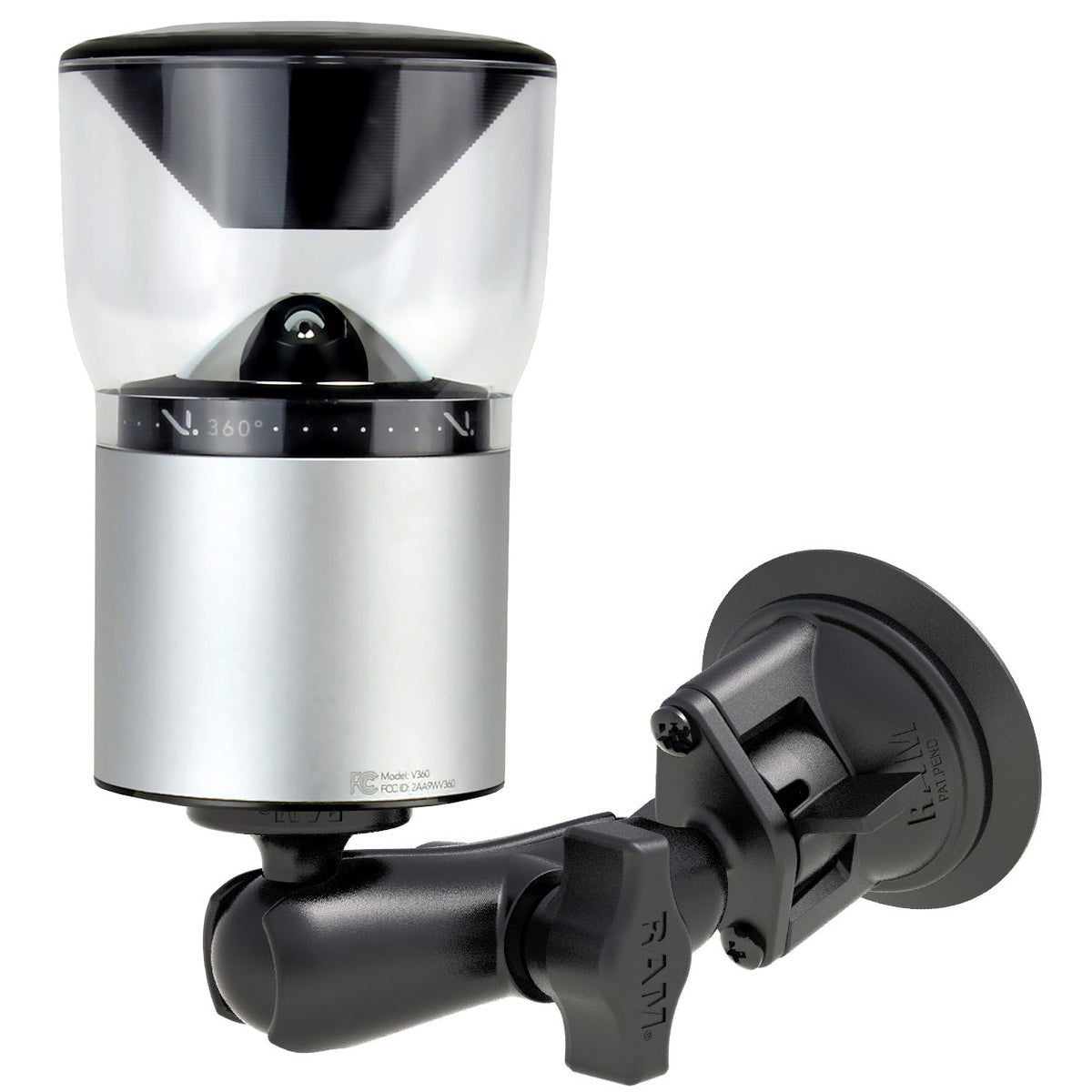 RAM® Twist-Lock™ Suction Cup Mount with 1/4"-20 Camera Adapter - Medium (RAM-B-224-1-366U)