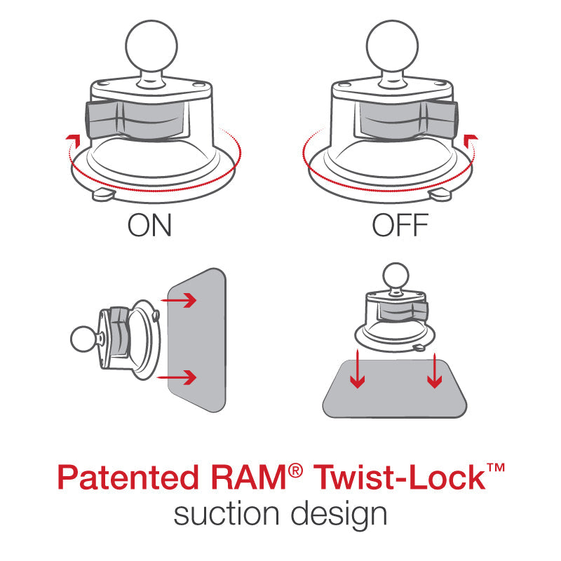 RAM® Twist-Lock™ Suction Cup Mount with 1/4"-20 Camera Adapter - Medium (RAM-B-224-1-366U)