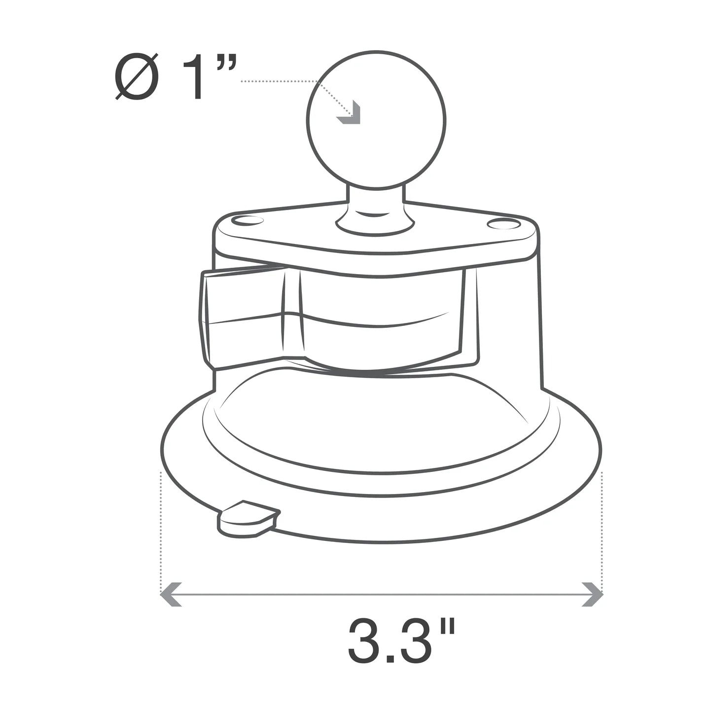 RAM Suction Cup Base with 1" Ball (RAM-B-224-1U)