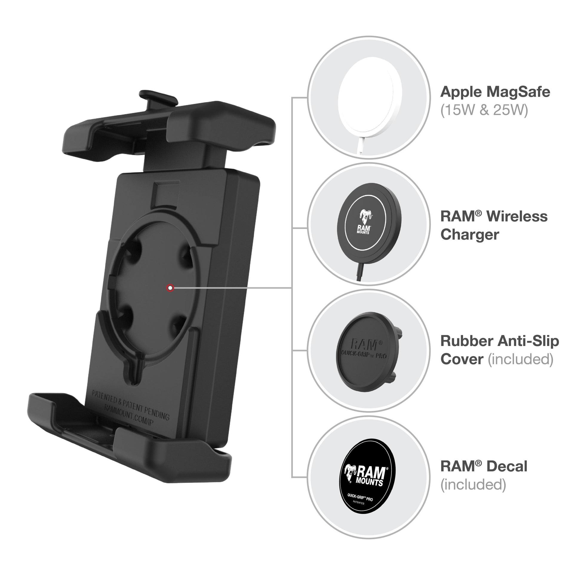 RAM® Quick-Grip™ Pro XL Phone Mount with Small Tough-Claw™ Base - Medium (RAM-B-400-PD7U)