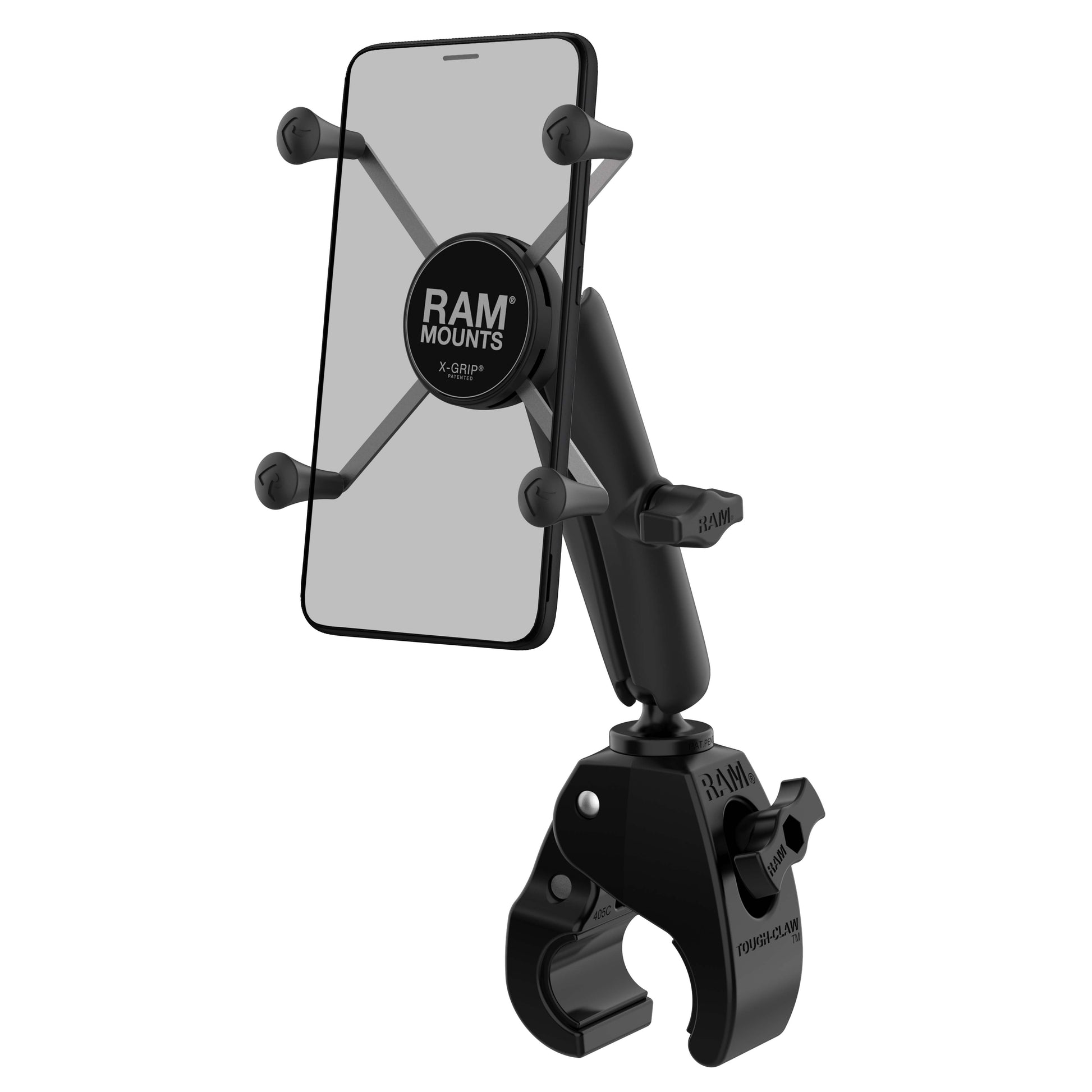 RAM® X-Grip® Large Phone Mount with Tough-Claw™ Medium Clamp Base - Long (RAM-B-404-C-UN10U)