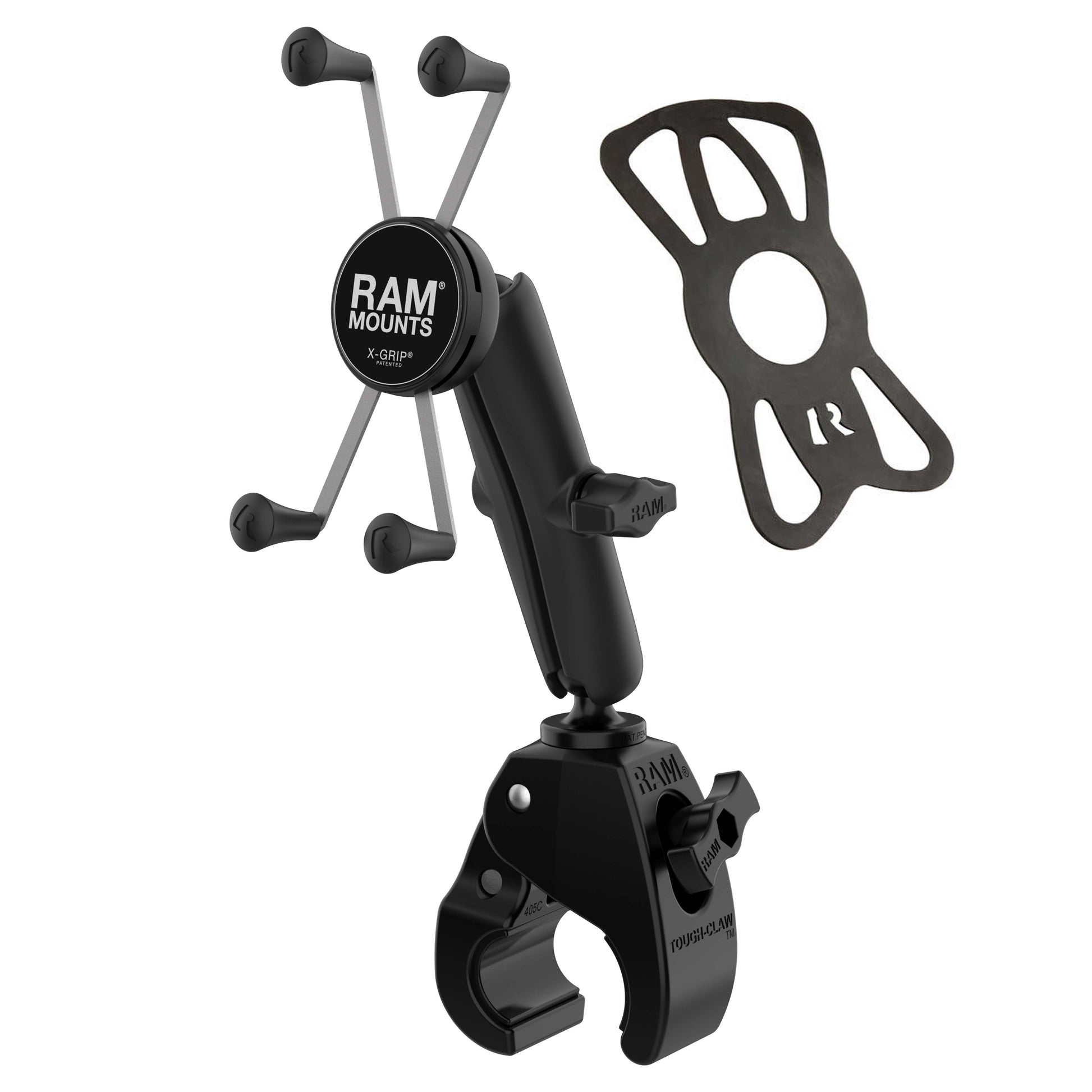 RAM® X-Grip® Large Phone Mount with Tough-Claw™ Medium Clamp Base - Long (RAM-B-404-C-UN10U)