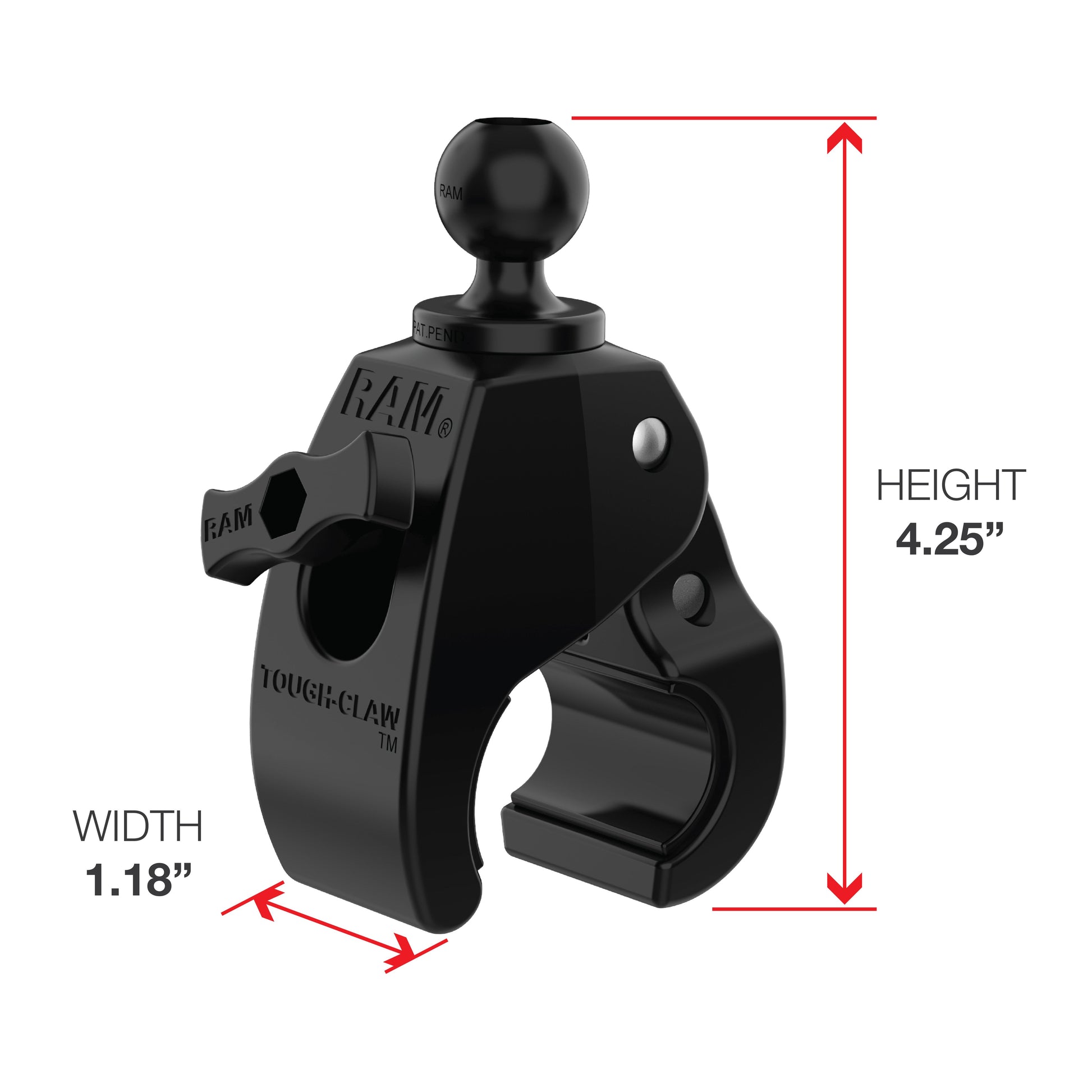 RAM® X-Grip® Large Phone Mount with Tough-Claw™ Medium Clamp Base - Long (RAM-B-404-C-UN10U)