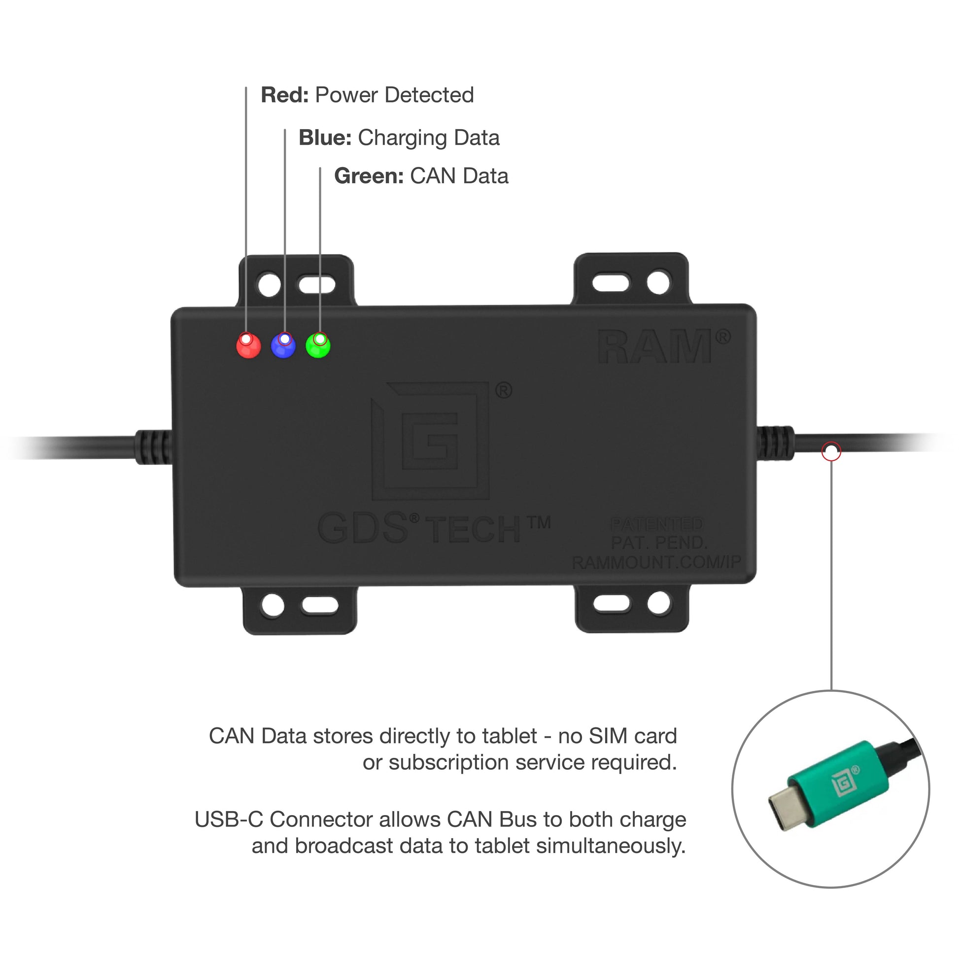 GDS® CAN Bus with FMS Connector (RAM-GDS-CAN-FMSU)