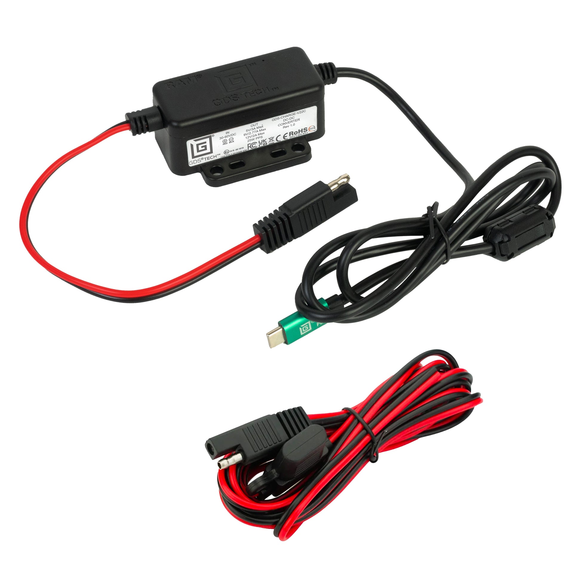 GDS® Modular 30-60V Power Delivery (25W) Male USB-C Hardwire Charger (RAM-GDS-CHARGE-V22CU)