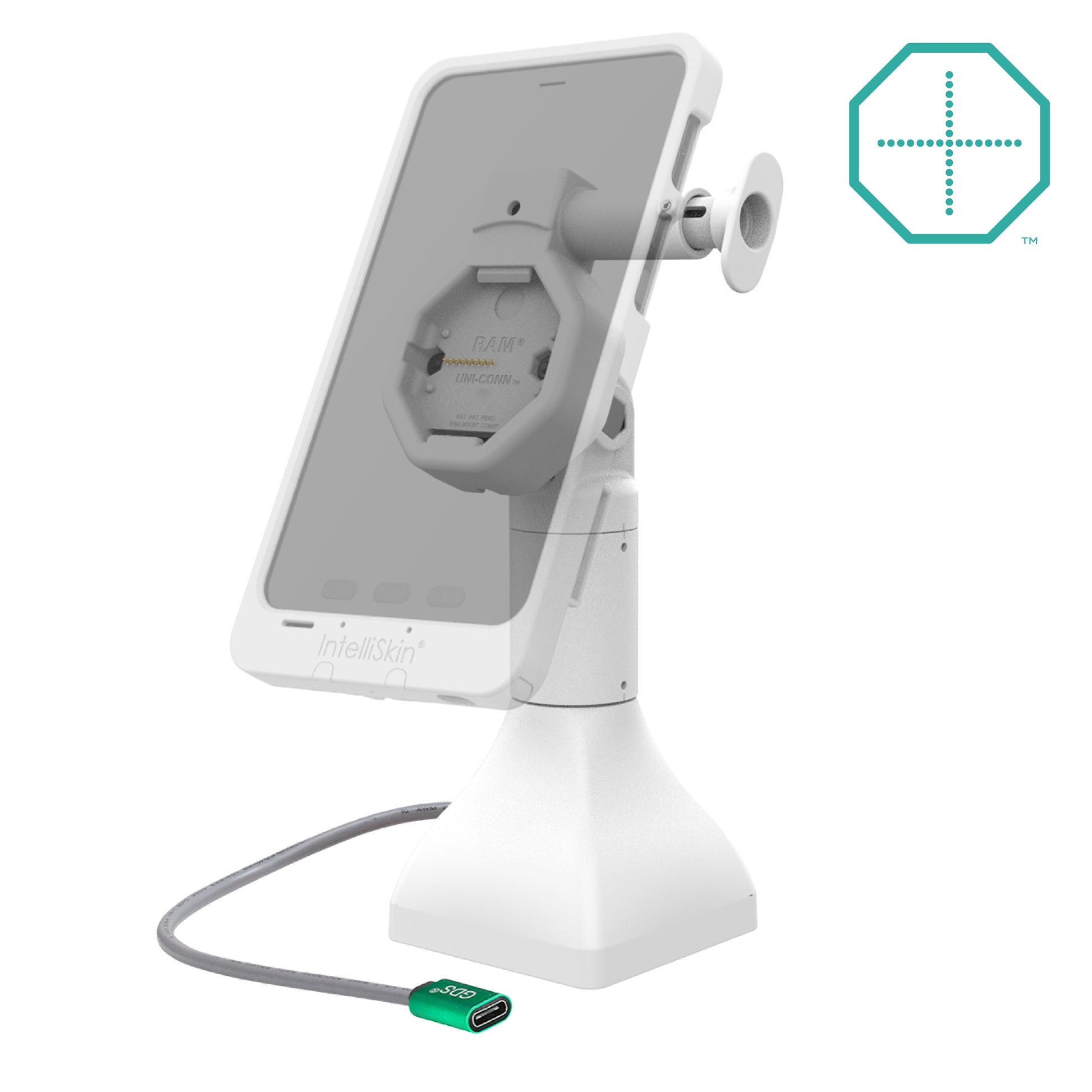 GDS® Uni-Conn™ Powered 7" Pedestal Dock with USB-C - Gray (RAM-GDS-DOCK-D11-7-U5C-GRY)