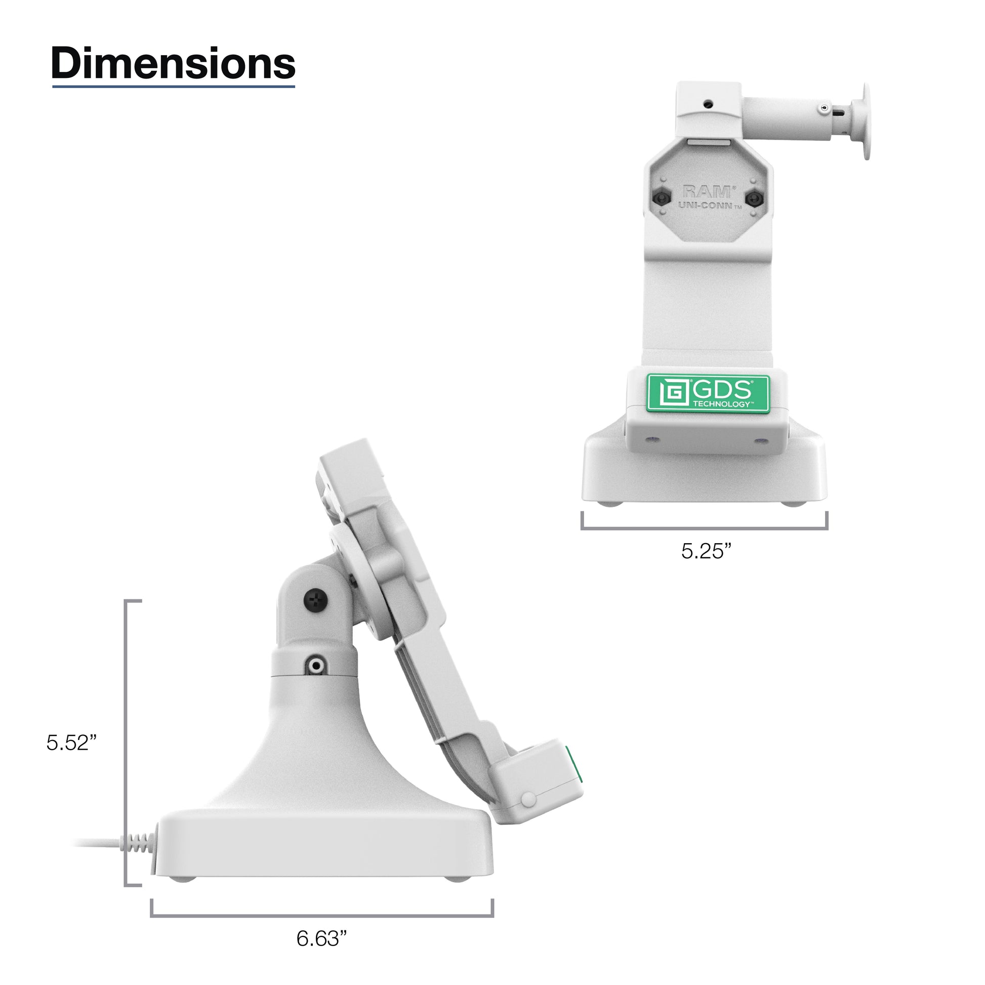 GDS® Uni-Conn™ Tilt & Swivel Dock with USB-C - Gray (RAM-GDS-DOCK-D14-U4C-GRY)