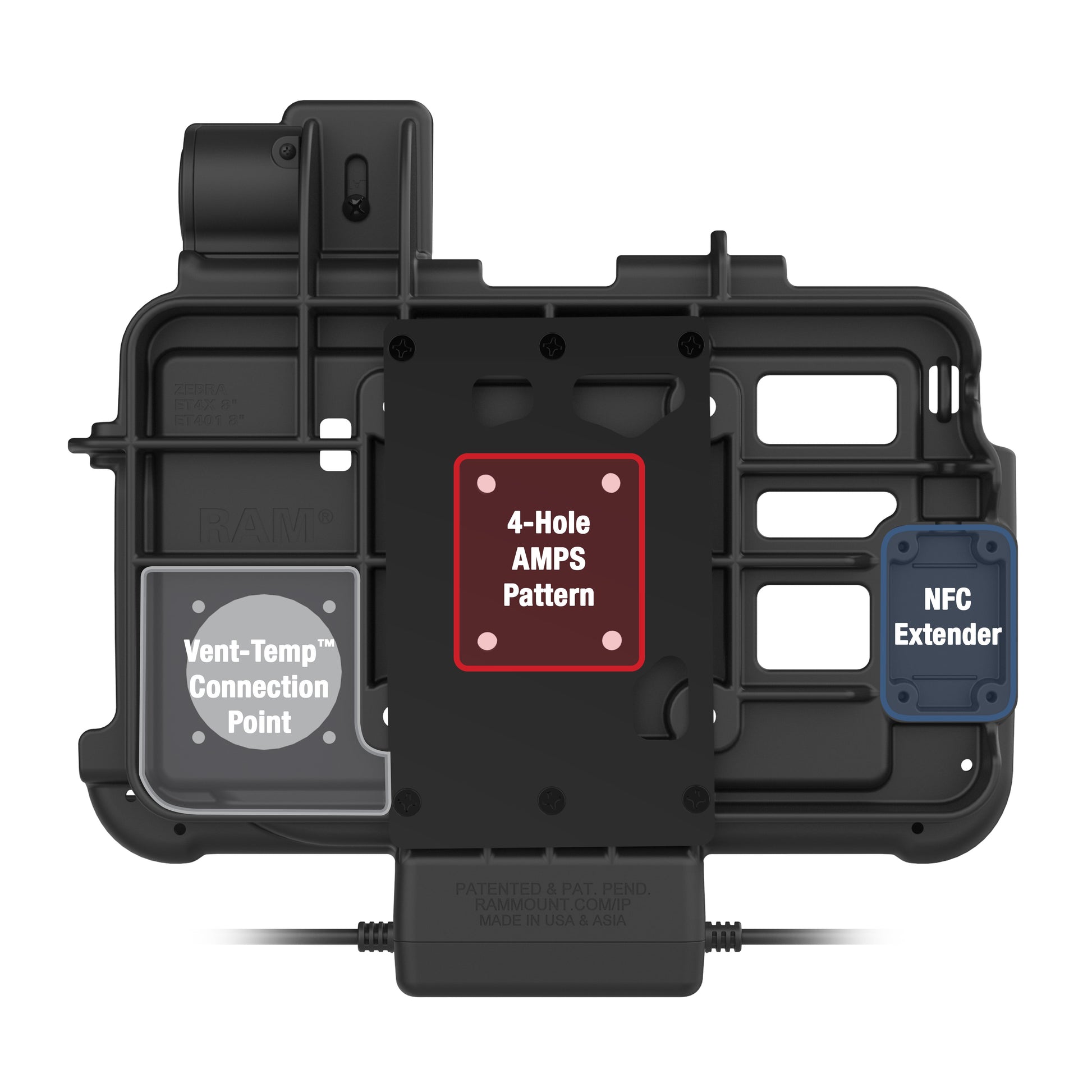 GDS® Thin-Dock™ + Data for Zebra ET401 & ET4x 8" with IntelliSkin® (RAM-GDS-DOCK-ZE46PDU)