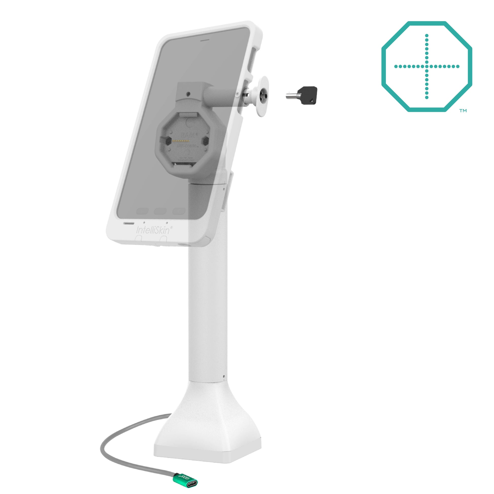 GDS® Uni-Conn™ Powered 14" Locking Pedestal Dock with USB-C - Gray (RAM-GDS-DOCKL-D11-14-U5C-GRY)