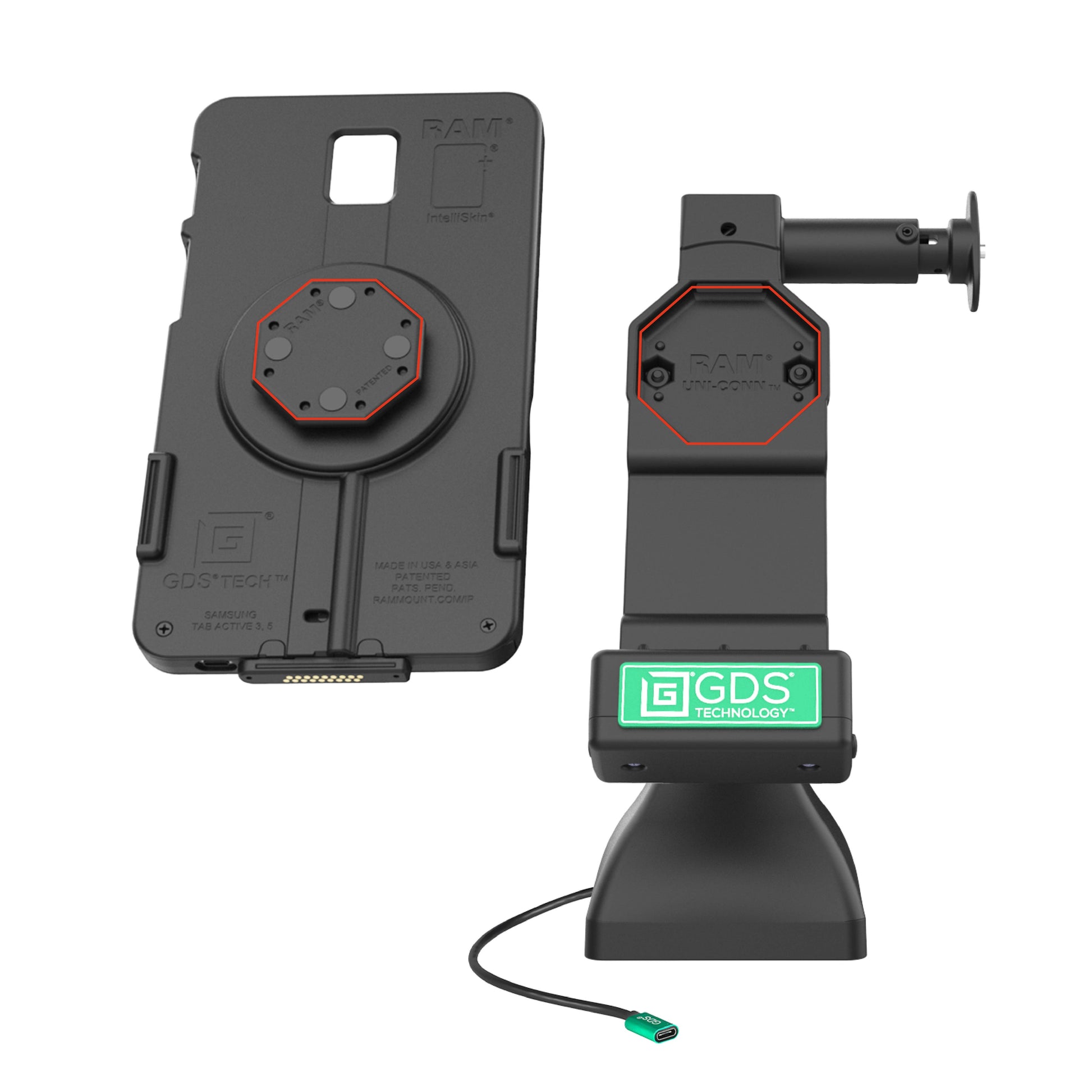 GDS® Uni-Conn™ 7" Locking Pedestal Dock with USB-C (RAM-GDS-DOCKL-D11-7-U4C)