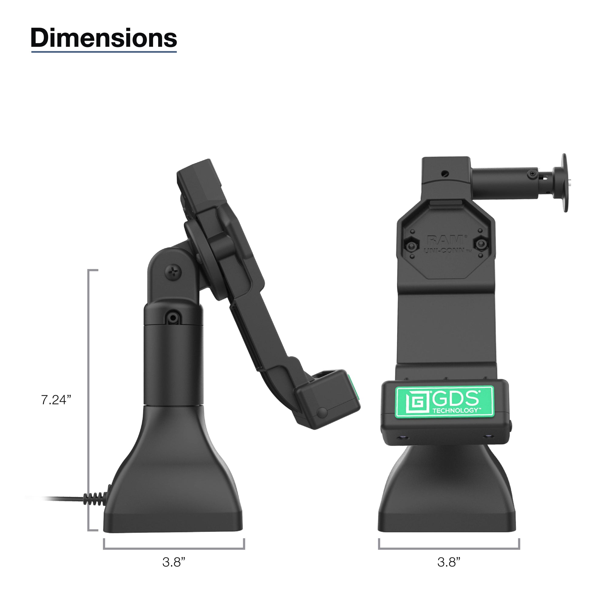 GDS® Uni-Conn™ 7" Locking Pedestal Dock with USB-C (RAM-GDS-DOCKL-D11-7-U4C)