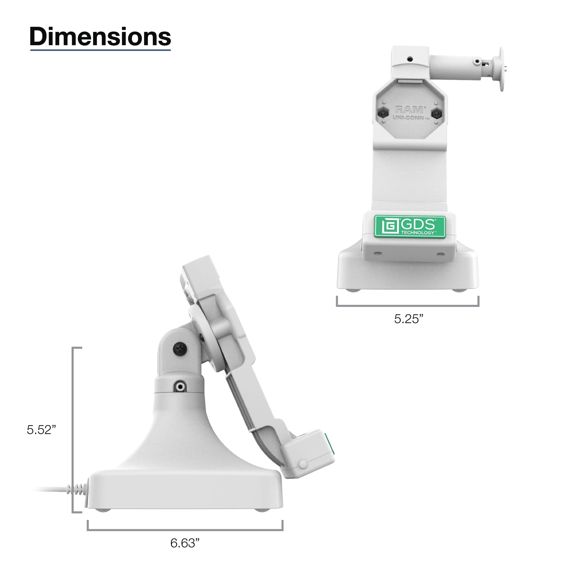 GDS® Uni-Conn™ Locking Tilt & Swivel Dock with USB-C - Gray (RAM-GDS-DOCKL-D14-U4C-GRY)