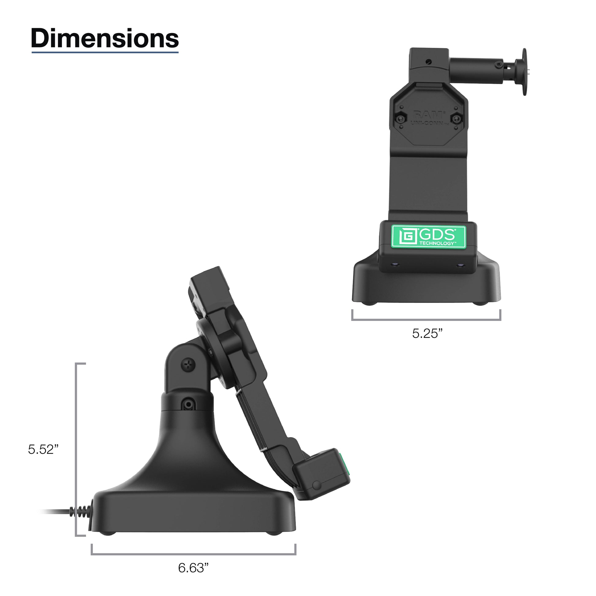 GDS® Uni-Conn™ Locking Tilt & Swivel Dock with USB-C (RAM-GDS-DOCKL-D14-U4C)