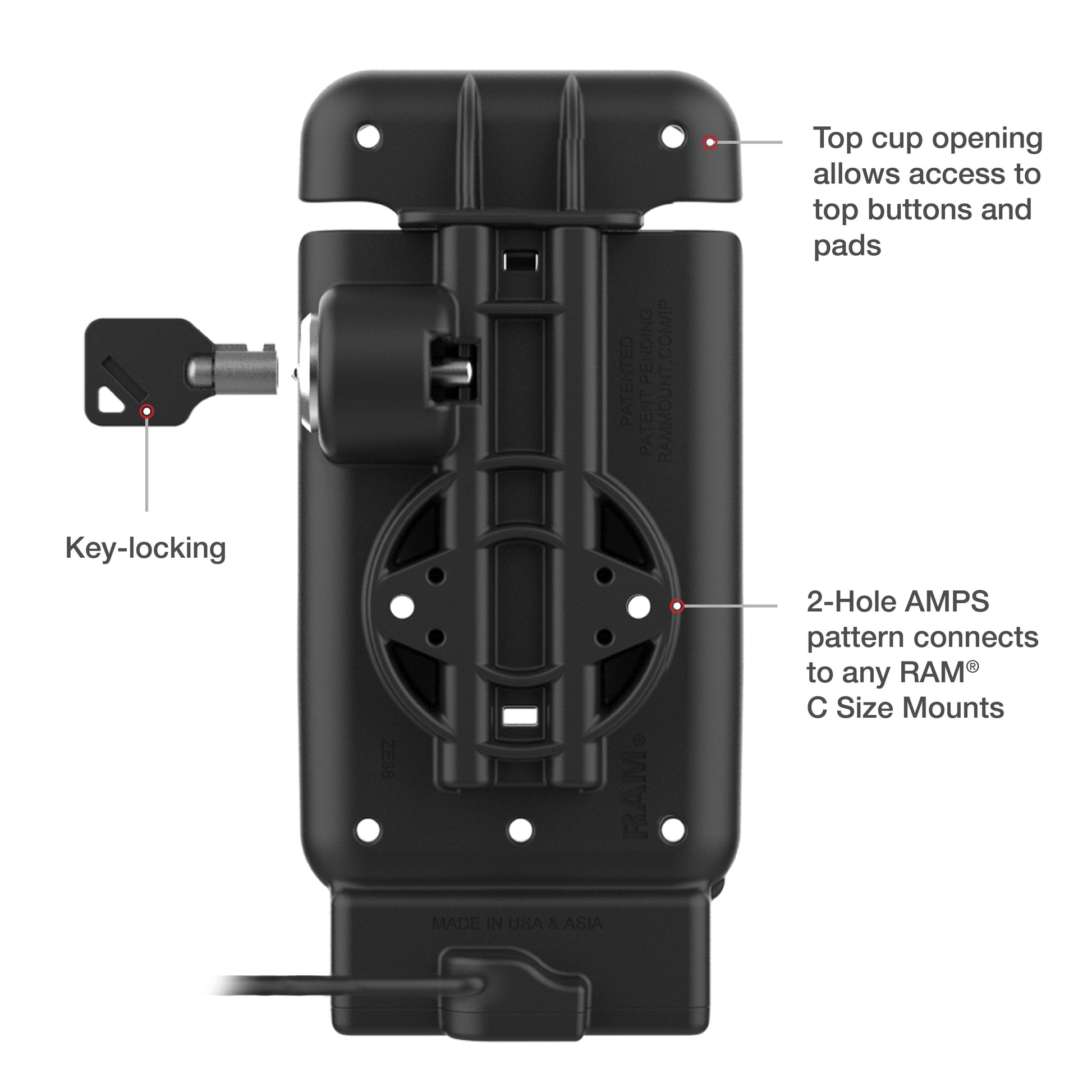 GDS® Vehicle Dock for Samsung XCover7 Pro/6 Pro with USB-C IntelliSkin® (RAM-GDS-DOCKL-V15-SAM84-CU)