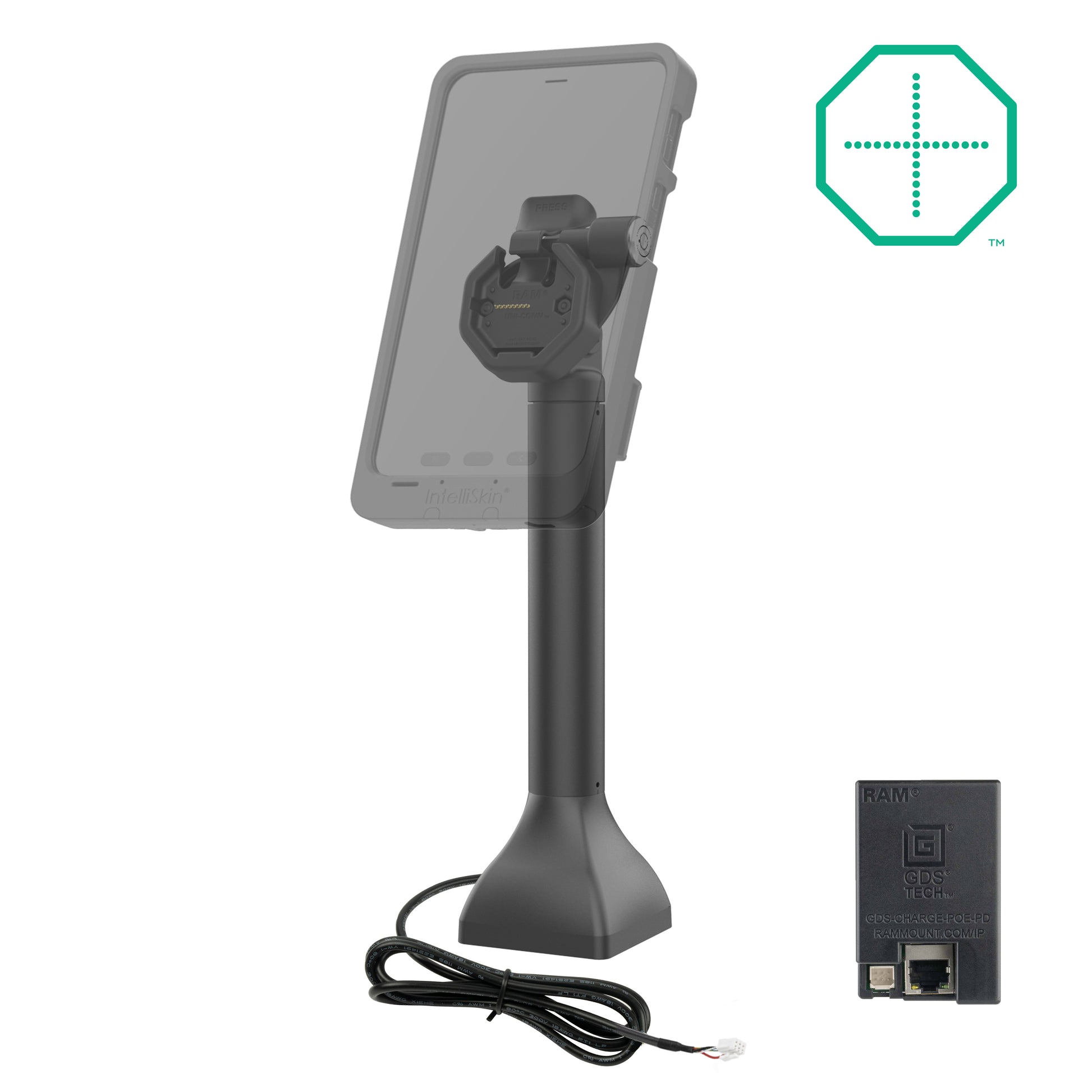 GDS® Uni-Conn™ Powered 14" Locking Pedestal Dock with PoE (RAM-GDS-DOCKLR-D11-14-U3E)