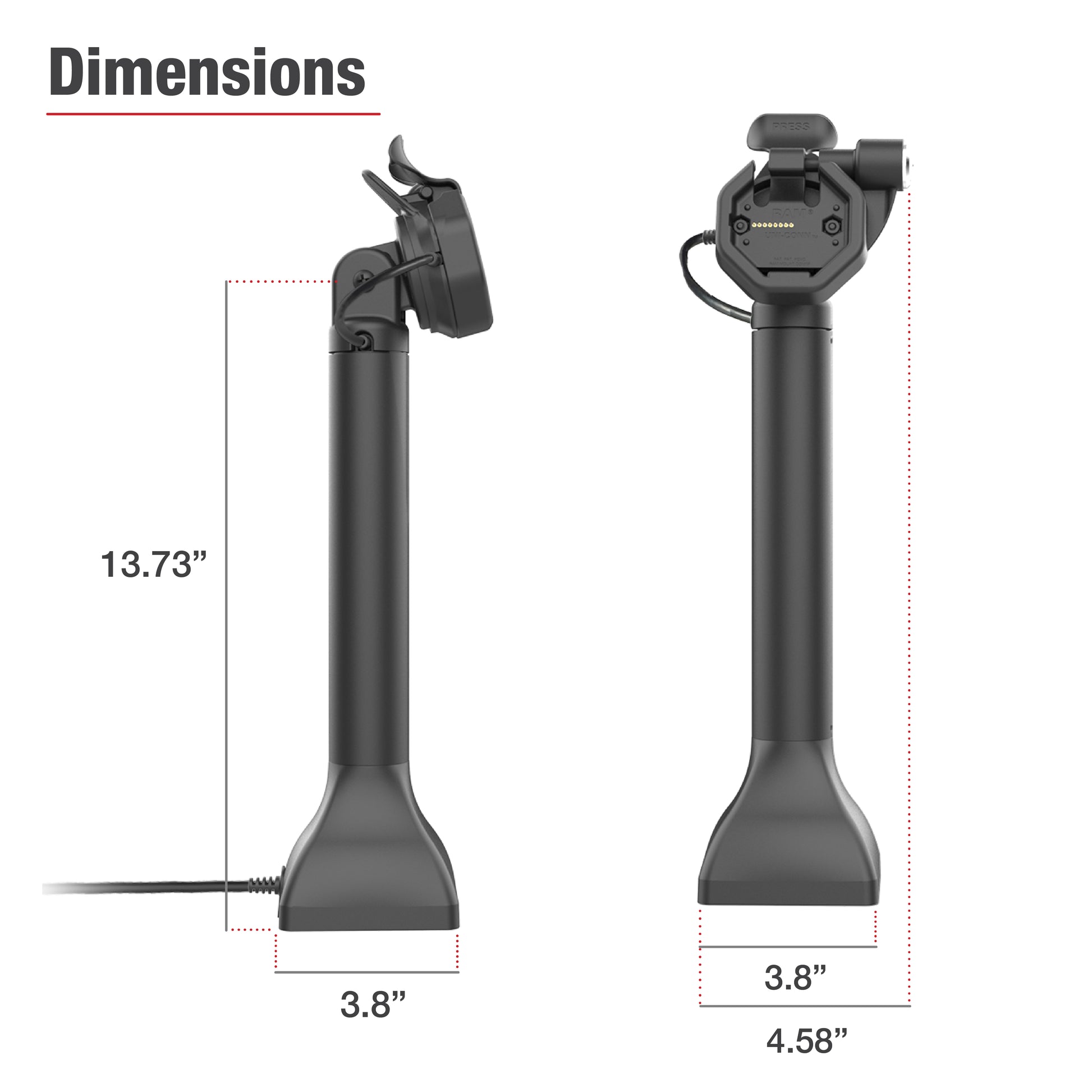 GDS® Uni-Conn™ Powered 14" Locking Pedestal Dock with PoE (RAM-GDS-DOCKLR-D11-14-U3E)