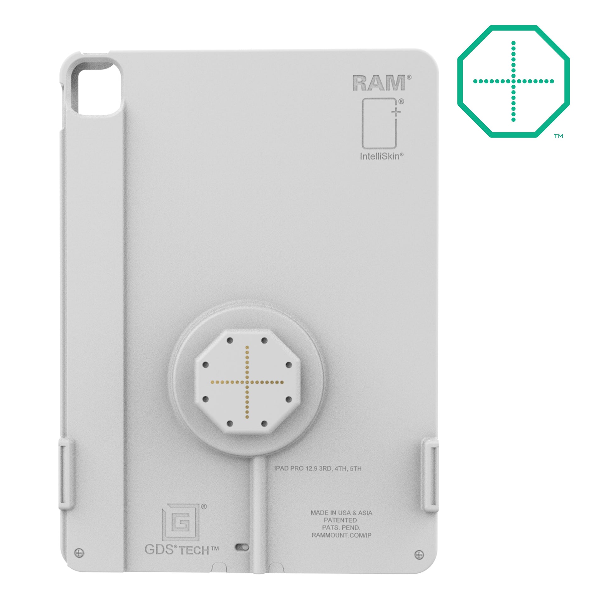 IntelliSkin® Thin-Case™ for iPad Pro 12.9 3-5 Gen (Rear Pogo Pads) Gray (RAM-GDS-SKIN-AP37-TCB-GRY)