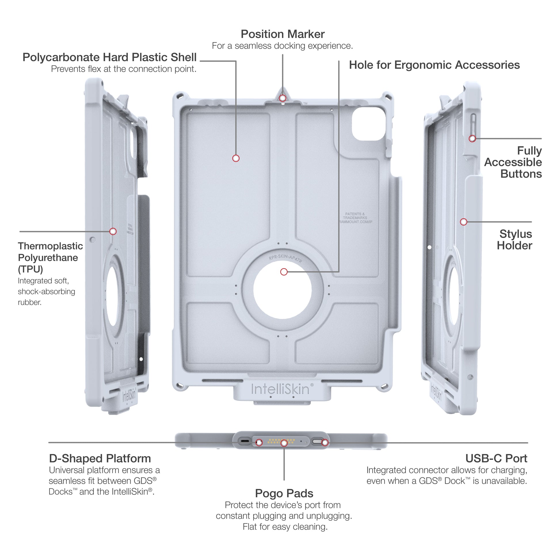 IntelliSkin® Next Gen for iPad Pro 13, Air 13 & Pro 12.9 - Gray (RAM-GDS-SKIN-AP47-NG-GRY)
