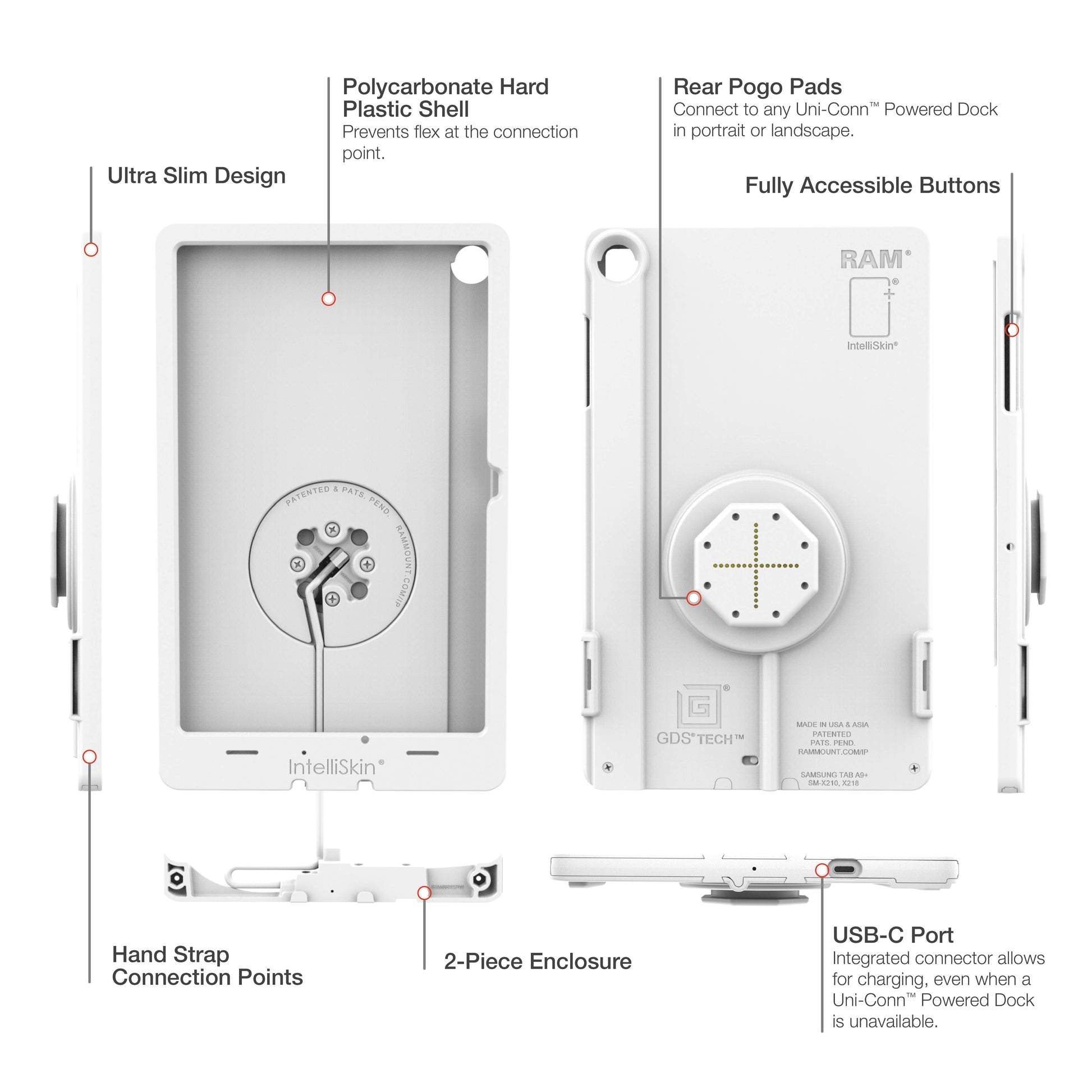 IntelliSkin® Thin-Case™ for Samsung Tab A11+ (Rear Pogo Pads) - Gray (RAM-GDS-SKIN-SAM88-TCB-GRY-1)