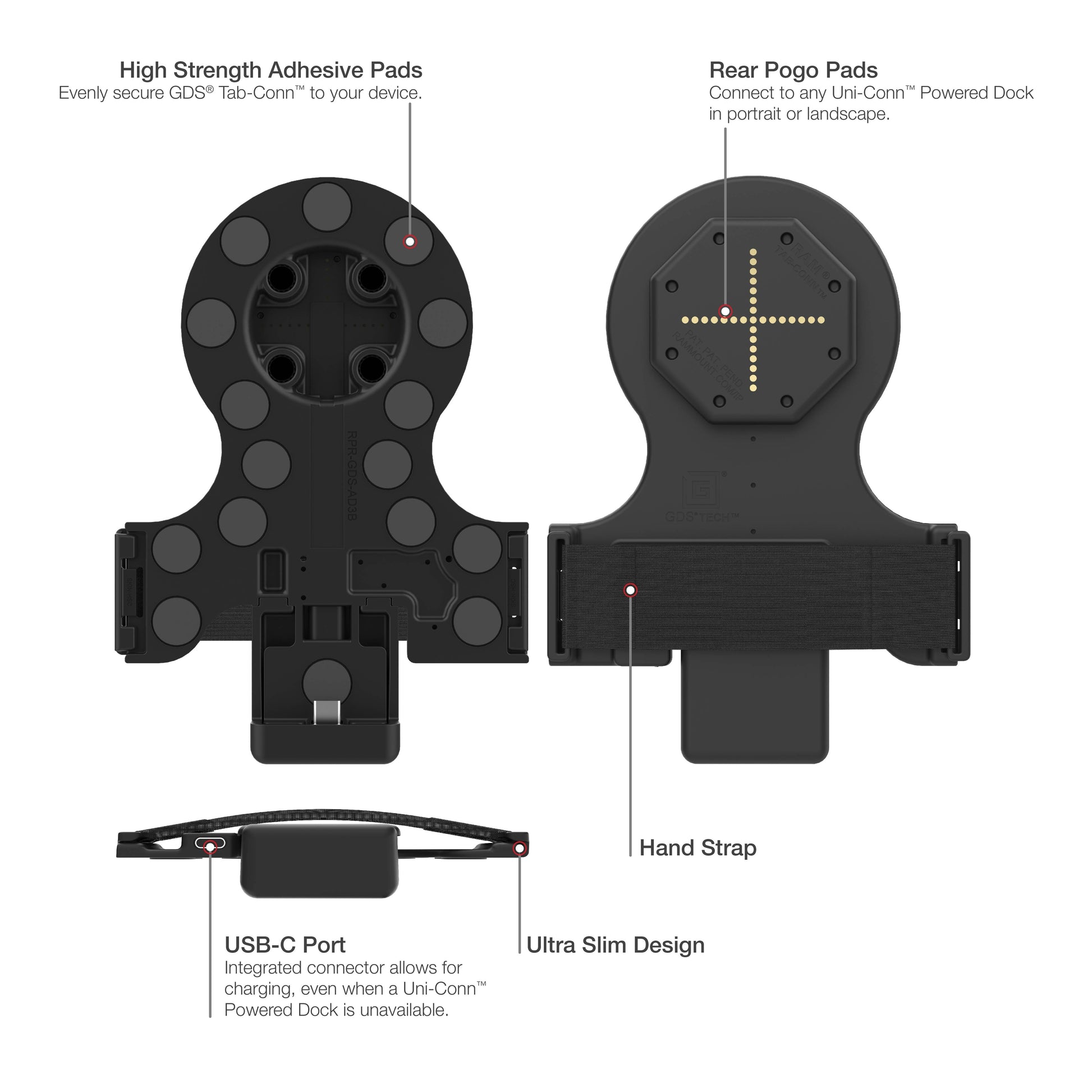 GDS® Tab-Conn™ for OtterBox Defender Cases (Rear Pogo Pads) (RAM-GDS-TABC-OTD1B)